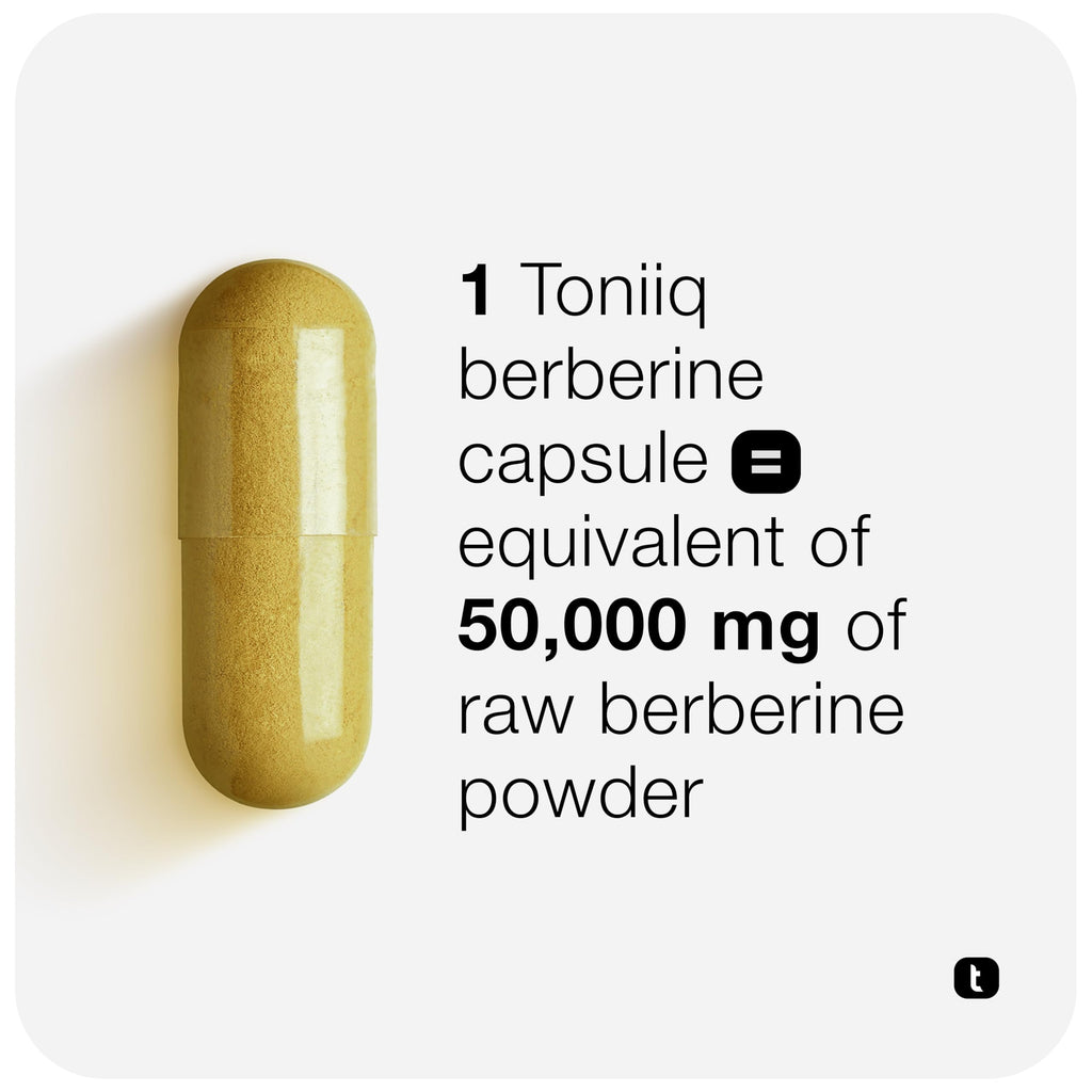 Toniiq Ultra High Strength Berberine HCl from The Himalayas - 100:1 Concentrated Extract - Lab-Tested 97% Berberine HCl - 180 Vegetarian Capsules, 1500 mg per Serving Toniiq Au supplements