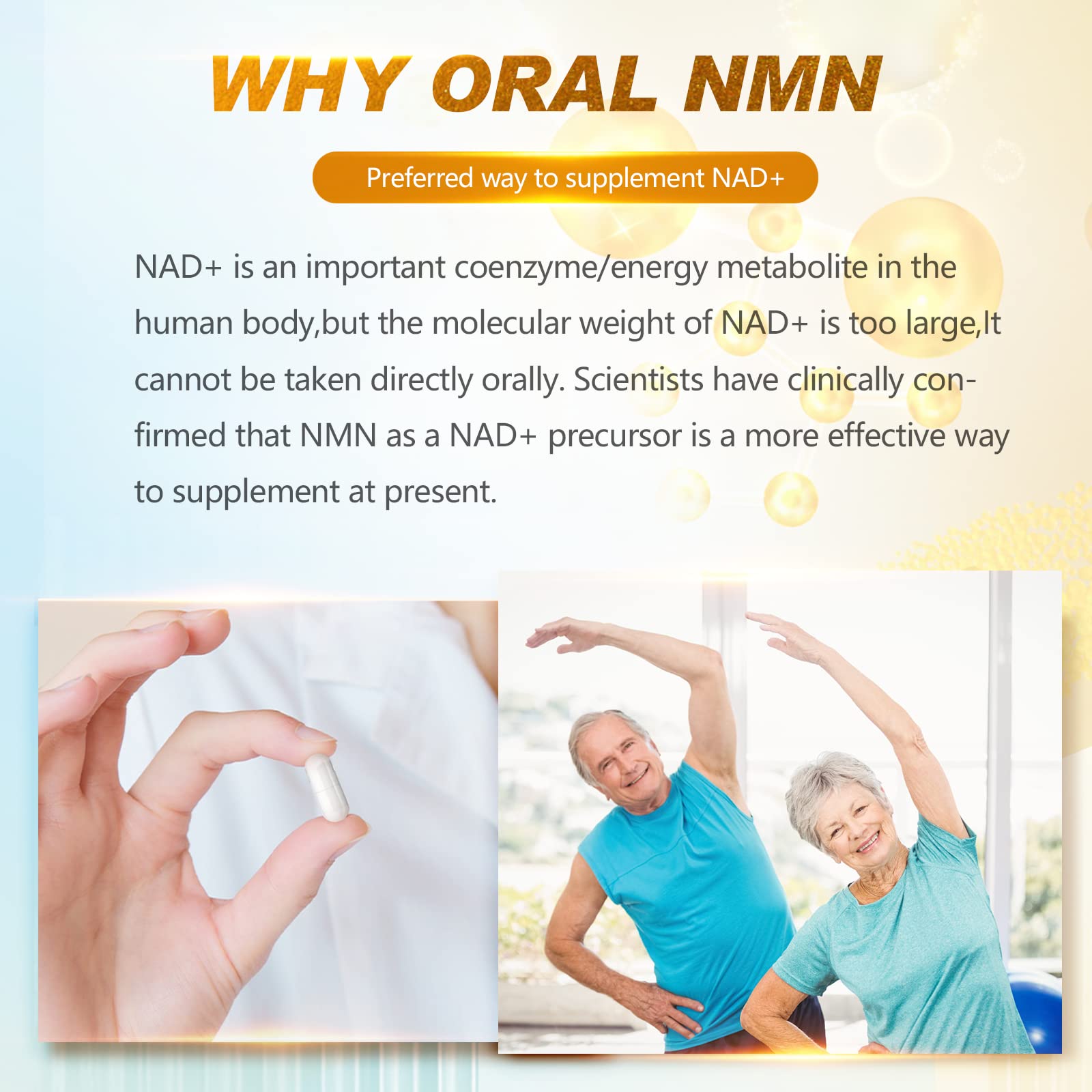 KFG NMN 18000 - NMN Nicotinamide Mononucleotide Supplement with Resveratrol, Stabilized Form & 99% High Purity to Boost NAD+ Levels for DNA Repair Supplement,for Healthy Aging,60 Capsules KFG Au supplements