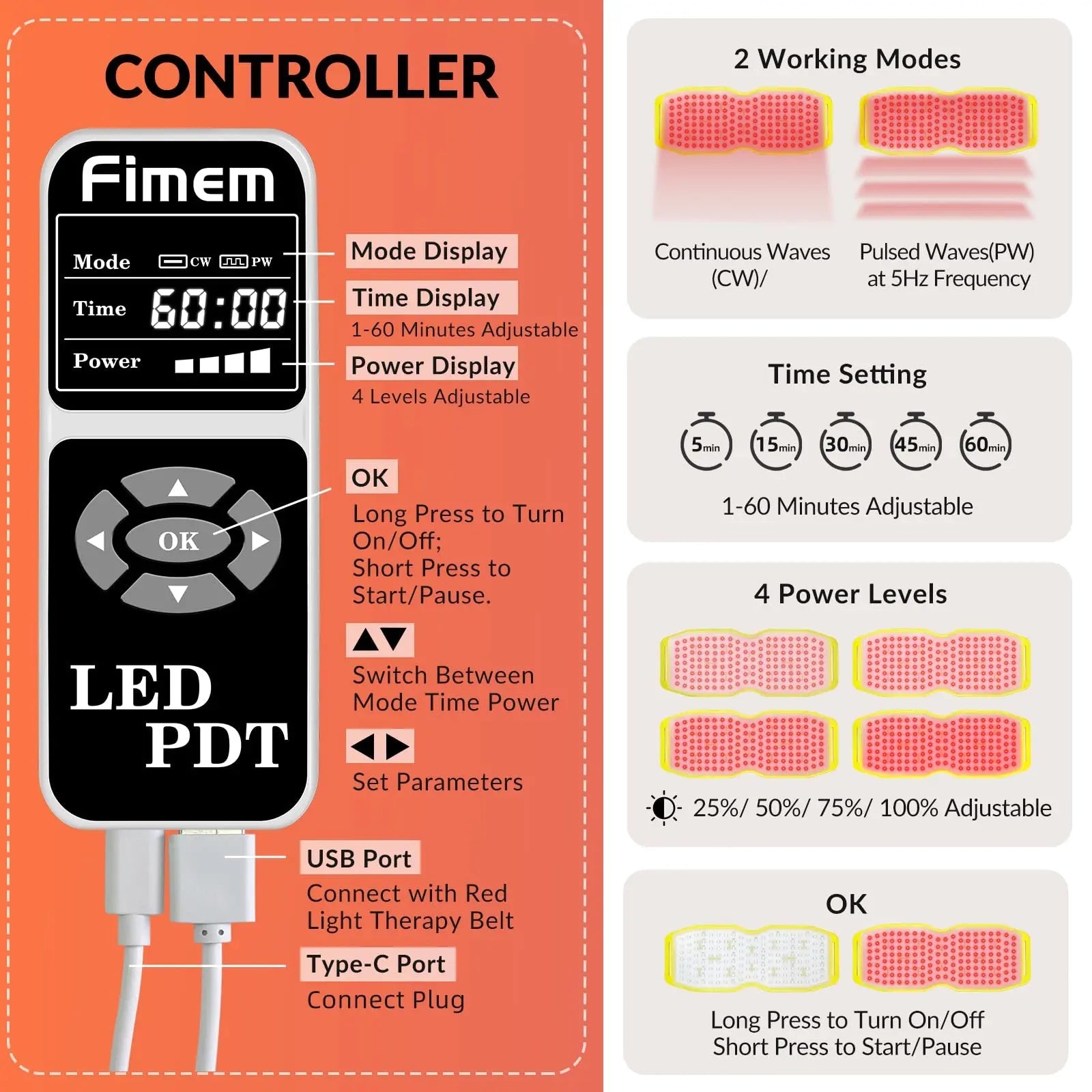 Fimem Red Light Therapy Belt 660nm 850nm 940nm, Red Light Therapy Device for Back, Infrared Light Therapy Fimem Au supplements