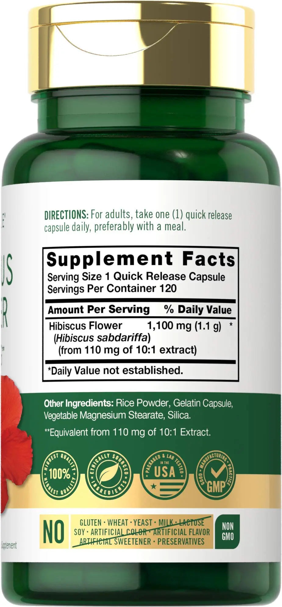 Hibiscus Flower Extract 1100 mg | 120 Capsules | Non-GMO, Gluten Free Supplement Carlyle Au supplements