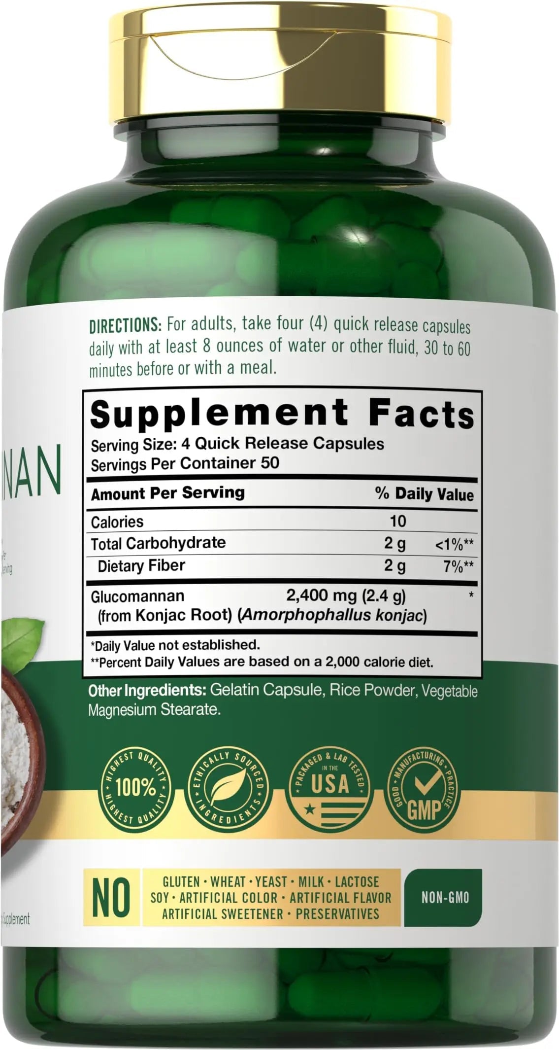 Carlyle Glucomannan Capsules | 200 Count | Soluble Fiber Pills | Non-GMO Carlyle Au supplements