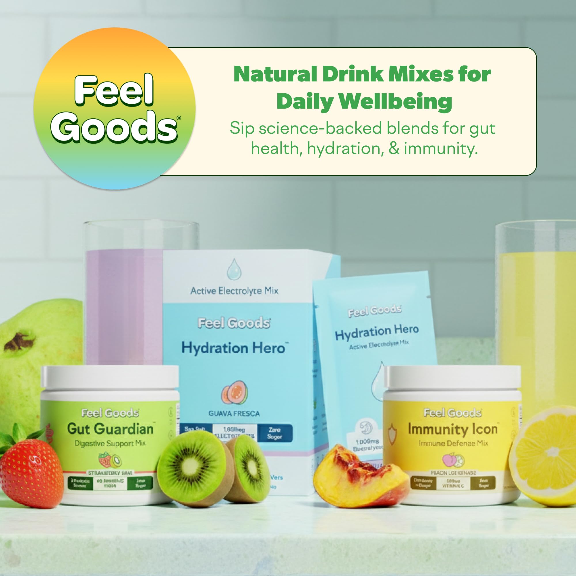 Feel Goods Gut Guardian, Gut Health Powder Packets - Probiotic Fiber Powder with Prebiotics & L Glutamine for Digestive Health, Bloating Relief & Digestion Support - Zero Sugar & Organic Flavor Feel Goods Au supplements