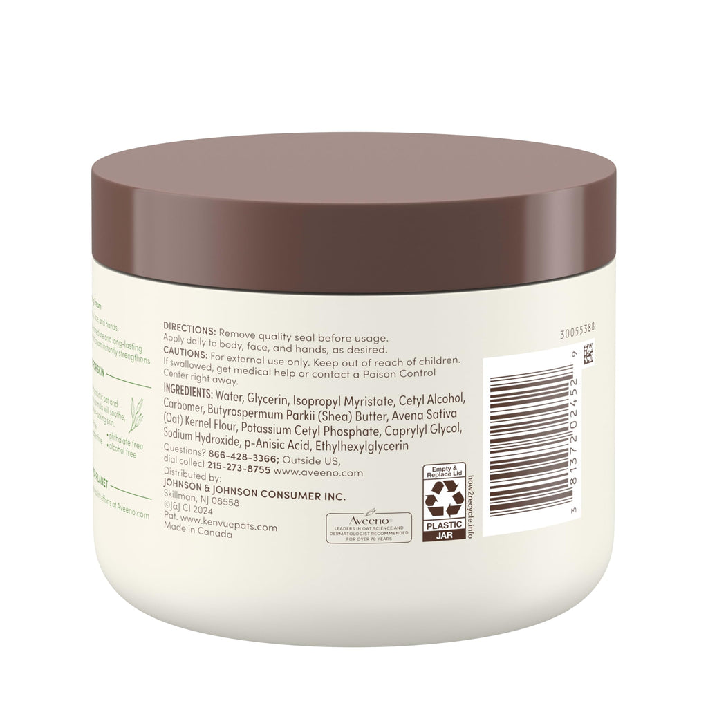 Aveeno Daily Moisturizing Cream with Prebiotic Oat & Shea Butter for Body, Face & Hands Moisturizer Cream