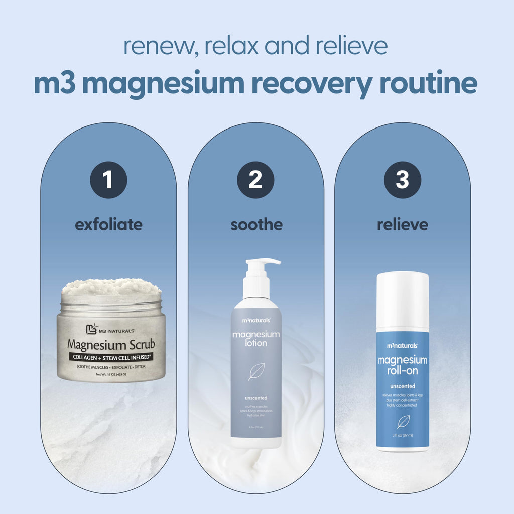 Magnesium Roll On for Adults & Kids, Easy Application for Sore Muscles, Feet, Joints and Leg Cramps, Helps with Sleeping and Post-Workout Recovery, for Sensitive Skin, 3 fl oz, by M3 M3 Naturals Au supplements