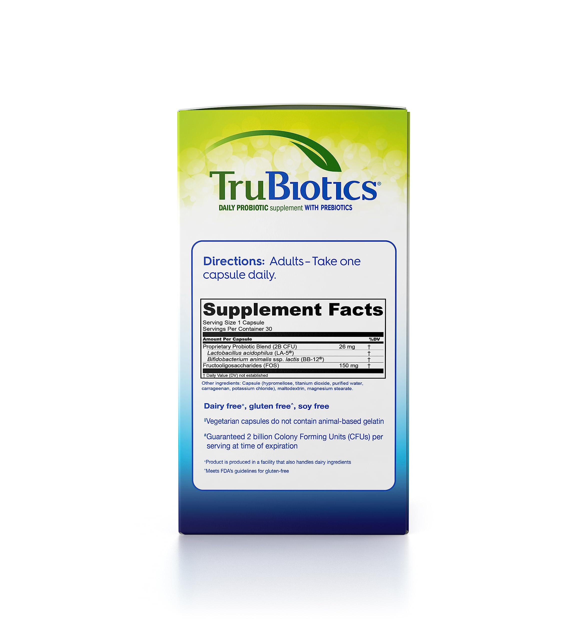 TruBiotics Probiotics for Digestive & Immune Health, Supports Regularity & Helps Relieve Abdominal Discomfort, Gas & Bloating, 2 Clinically Studied Probiotic Strains, Plus Prebiotics, 30 Capsules TruBiotics Au supplements
