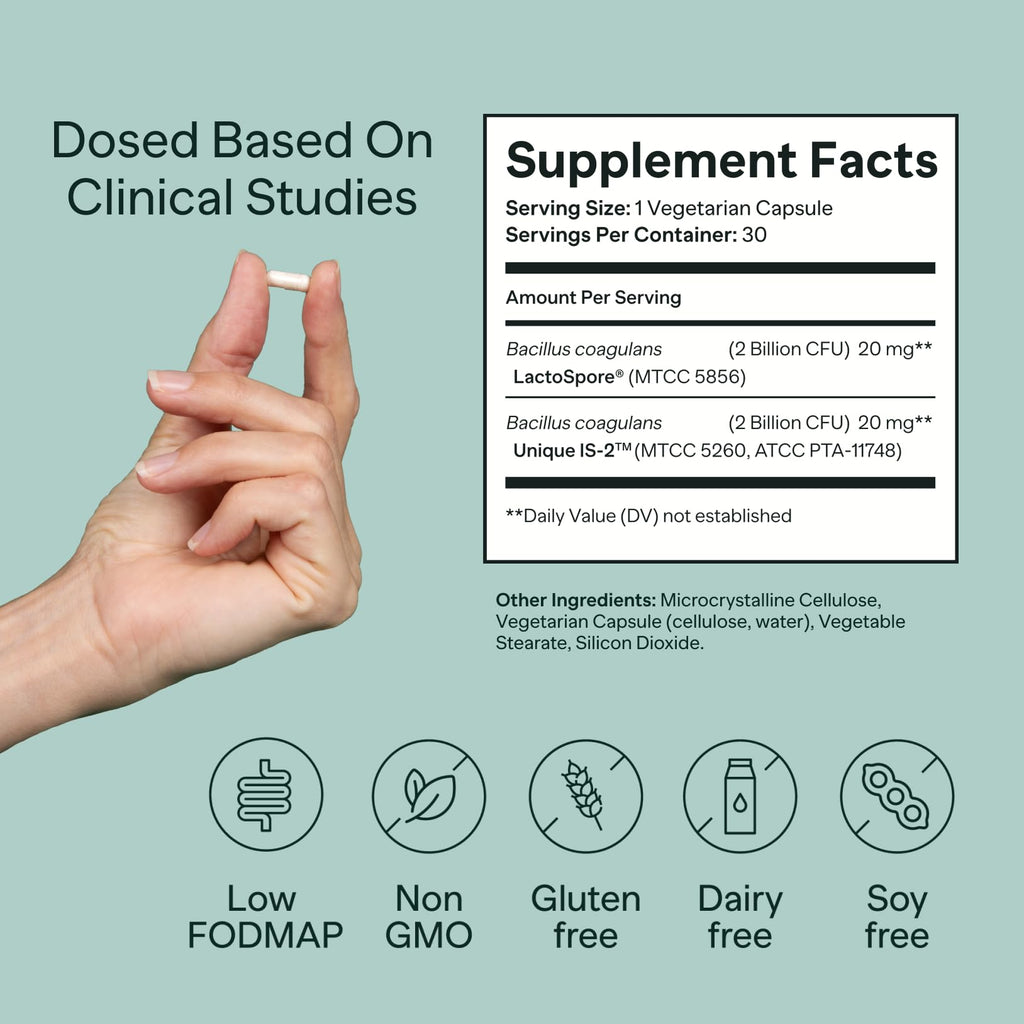 MIOME IB-PRO Bacillus Coagulans Probiotic - 2-1 Lactospore & Unique is-2 for Occasional Constipation, Bloating & Digestive Upset - 3rd Party Verified - 30 Capsules MIOME Au supplements