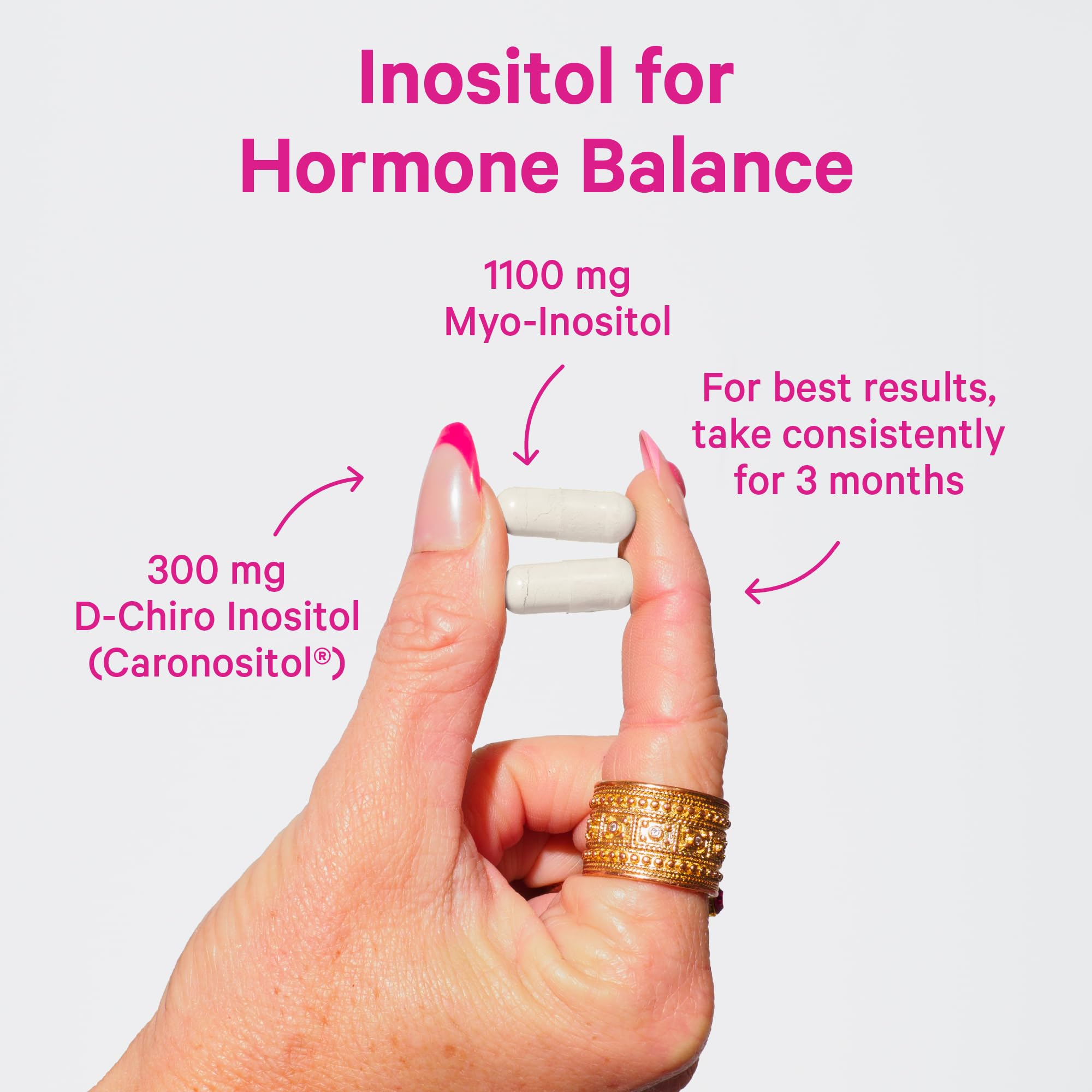 Pink Stork Myo-Inositol & D-Chiro Inositol: 3.6:1 Blend to Support Fertility, Hormone Balance for Women - Ovarian Function, Ovulation, Conception, and Period Support Supplement - 60 Capsules Pink Stork Au supplements