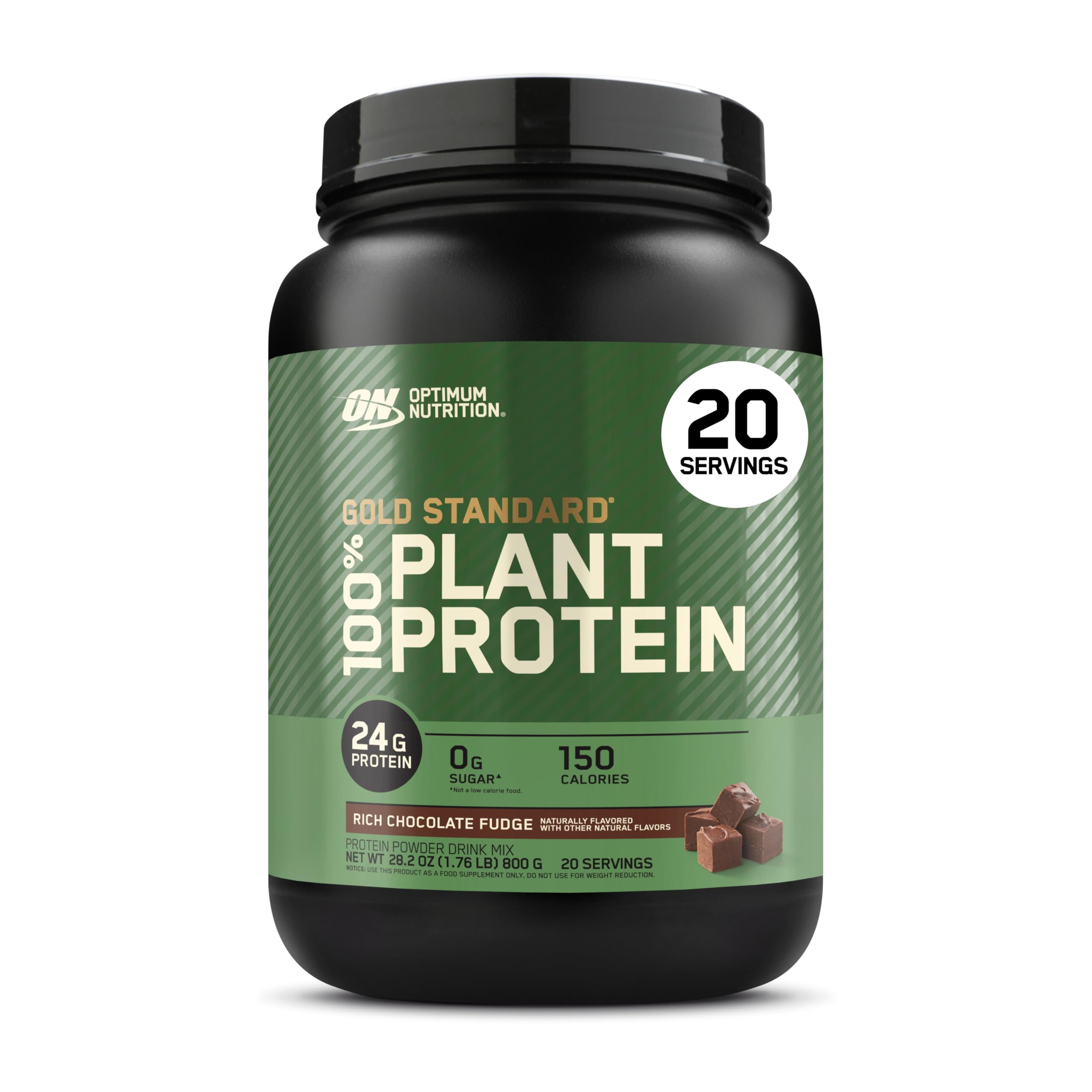Optimum Nutrition Gold Standard 100% Plant Based Protein Powder, Gluten Free, Vegan Protein for Muscle Support and Recovery with Amino Acids - Rich Chocolate Fudge, 20 Servings (Packaging May Vary)