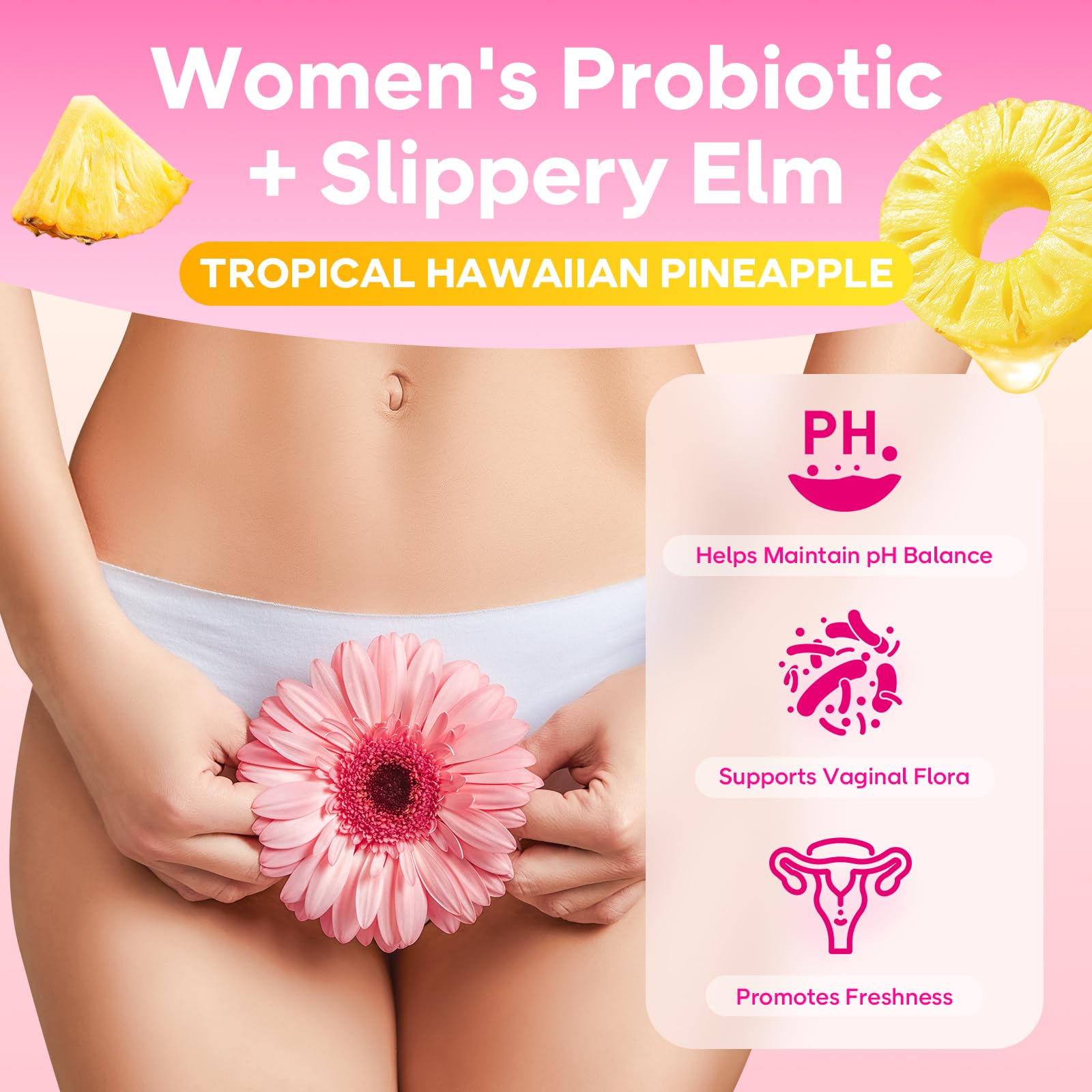 GrnLife Women's Probiotic Slippery Elm Gummies, Her Juicy Feminine Probiotics Gummies for pH Balance & Immune Supports, Pineapple Flavor, 60 Count GrnLife Au supplements