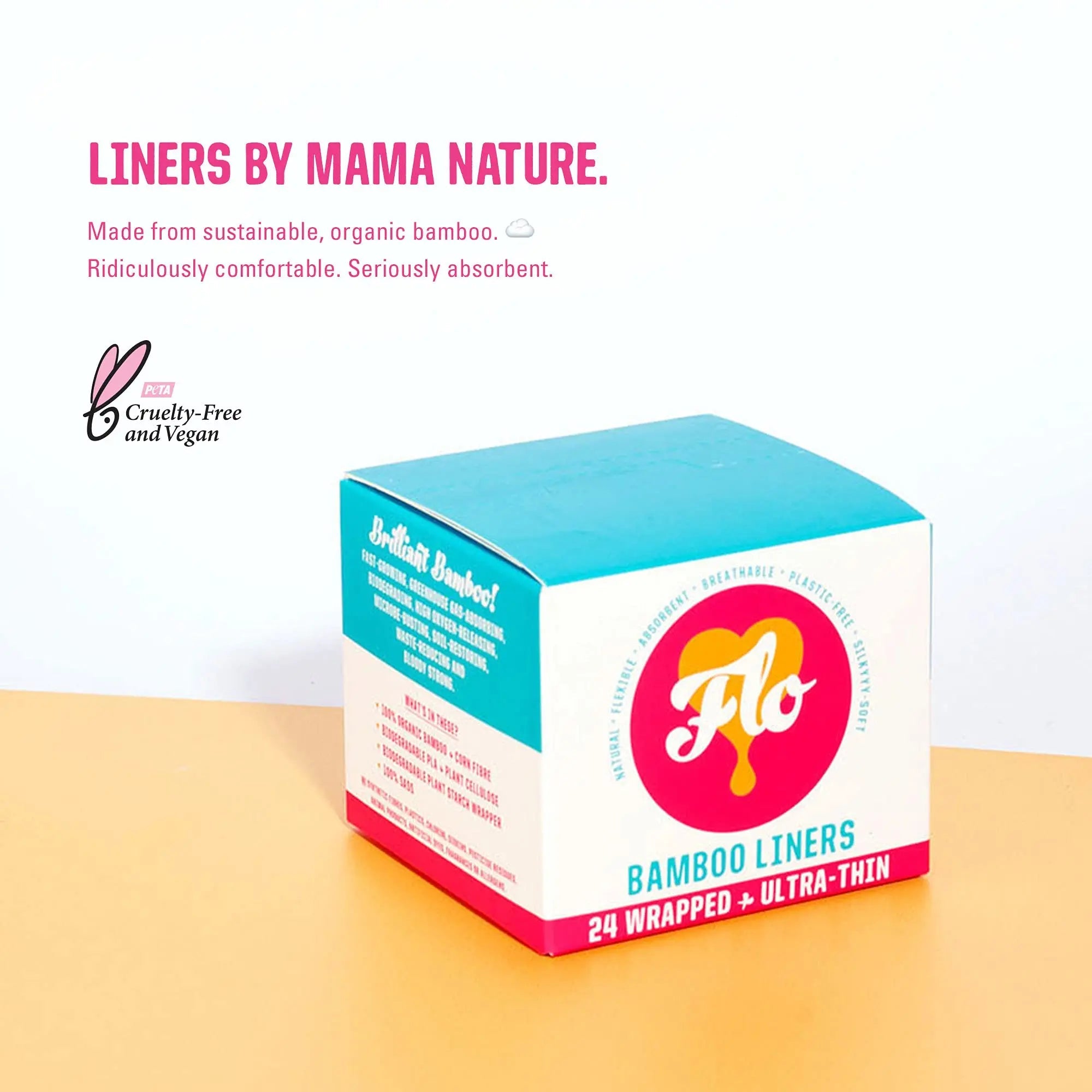 FLO - Organic Bamboo Daily Panty Liners, Plant-Based Cotton, Biodegradable FLO Au supplements