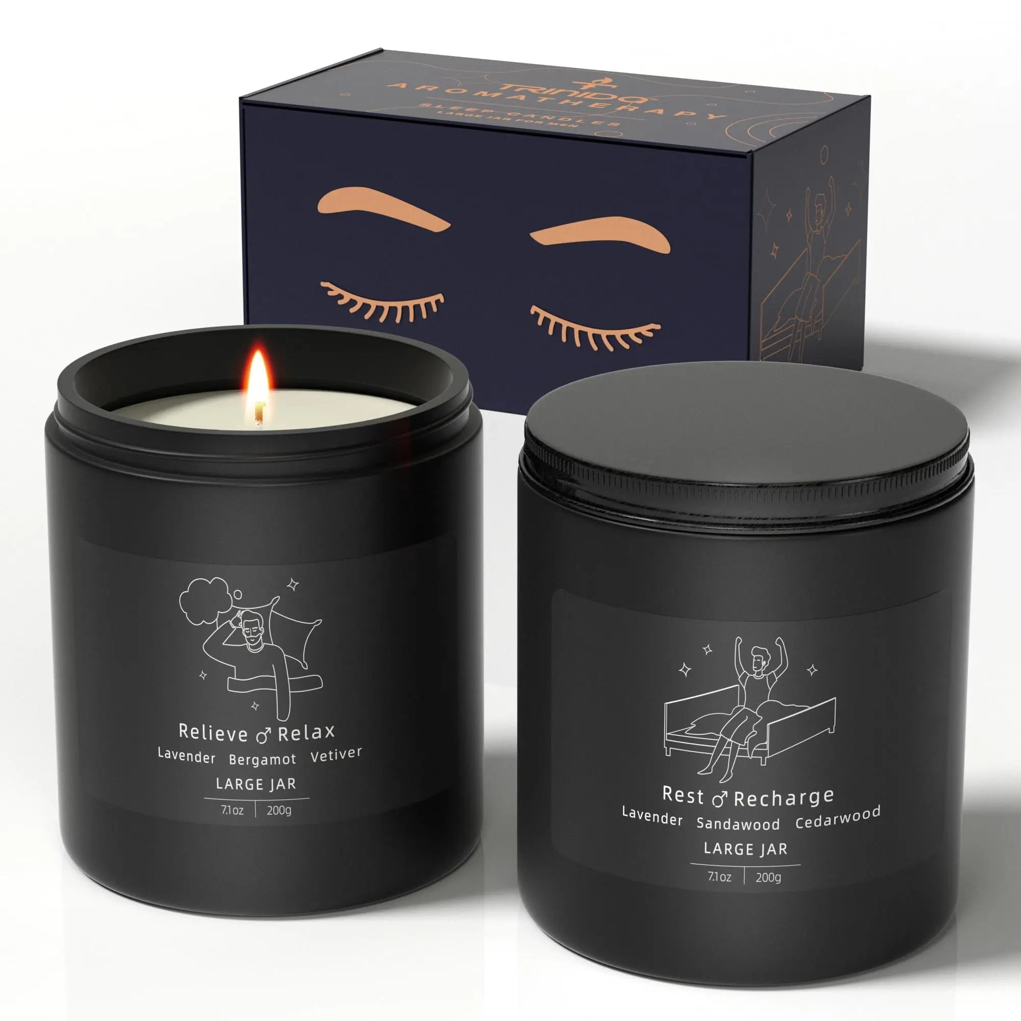 TRINIDa Large Sleep Scented Candles, Black Jar Natural Soy Candles for Home Scented, Candle Gift TRINIDa Au supplements