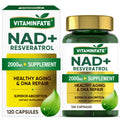 VITAMINFATE NAD+ Supplement 2000 mg - 120 Capsules True NAD+ & Resveratrol, NMN Alternative Supports Anti-Aging, Cellular Energy & Repair, Metabolism & Brain Boost for Men & Women VITAMINFATE Au supplements