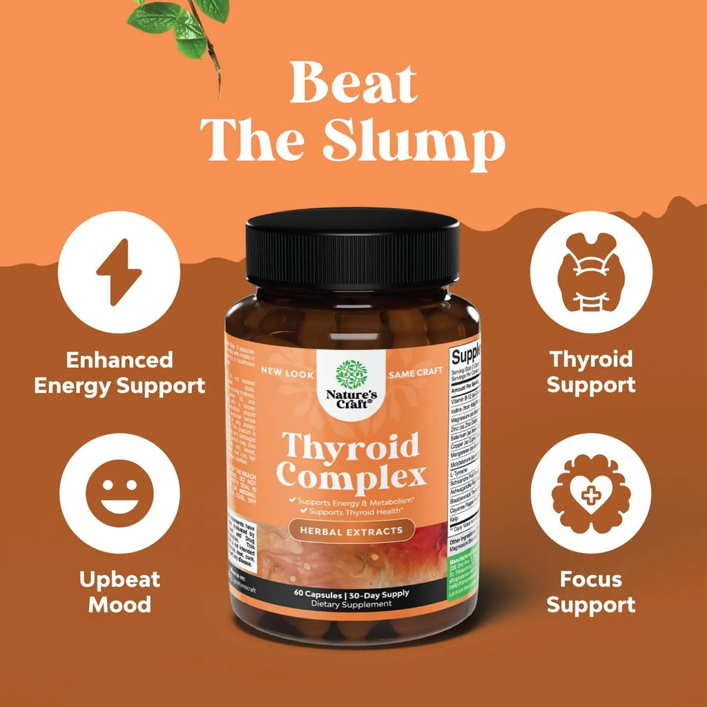 Herbal Thyroid Support Complex - Iodine Thyroid Supplement with L Tyrosine Bladderwrack Natures Craft Au supplements