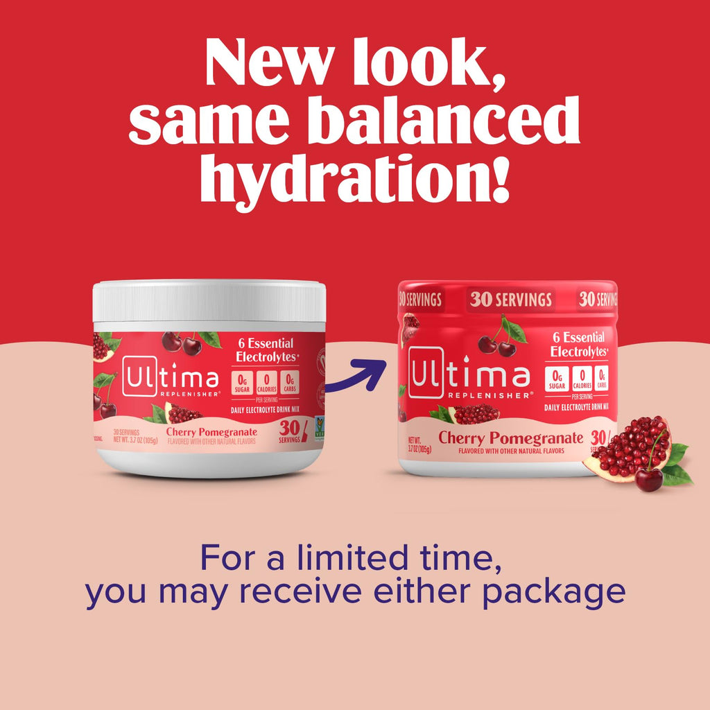 Ultima Replenisher Daily Electrolyte Powder Drink Mix – Sugar Free – Cherry Pomegranate, 30 Servings – Hydration Powder with 6 Electrolytes