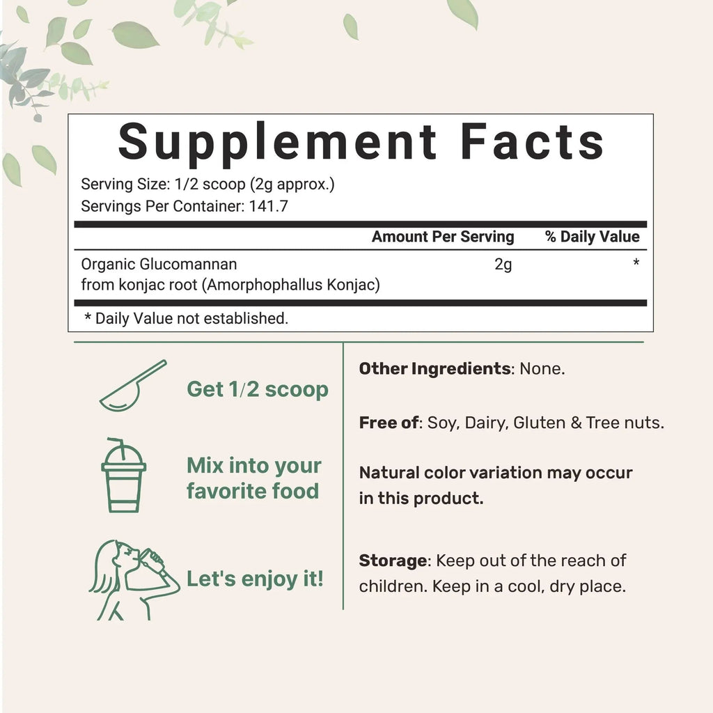 Organic Glucomannan Konjac Root Powder (Konjac Gel Powder), 10 Ounce, Soluble Fiber & Prebiotics Micro Ingredients Au supplements