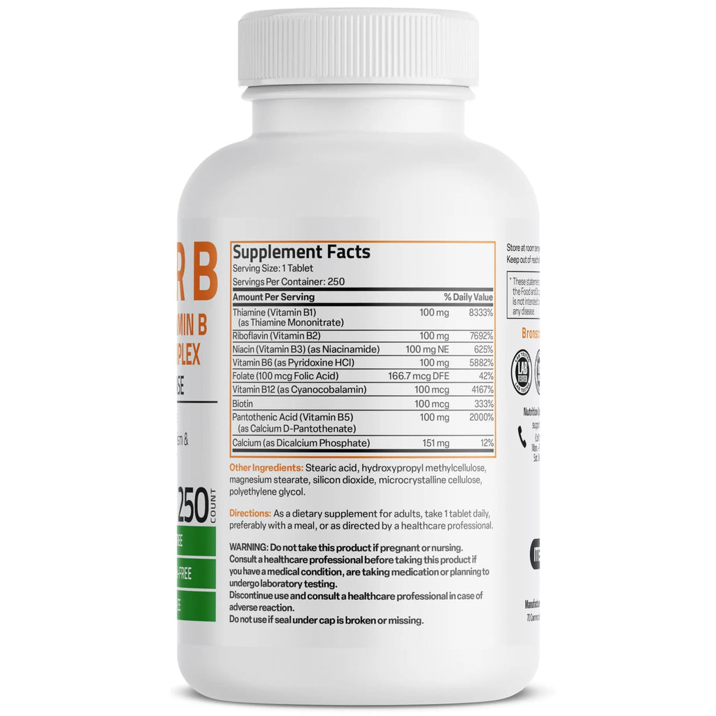 Bronson Super B 100 Vitamin B Complex Sustained Release Contains All B Vitamins Bronson Au supplements