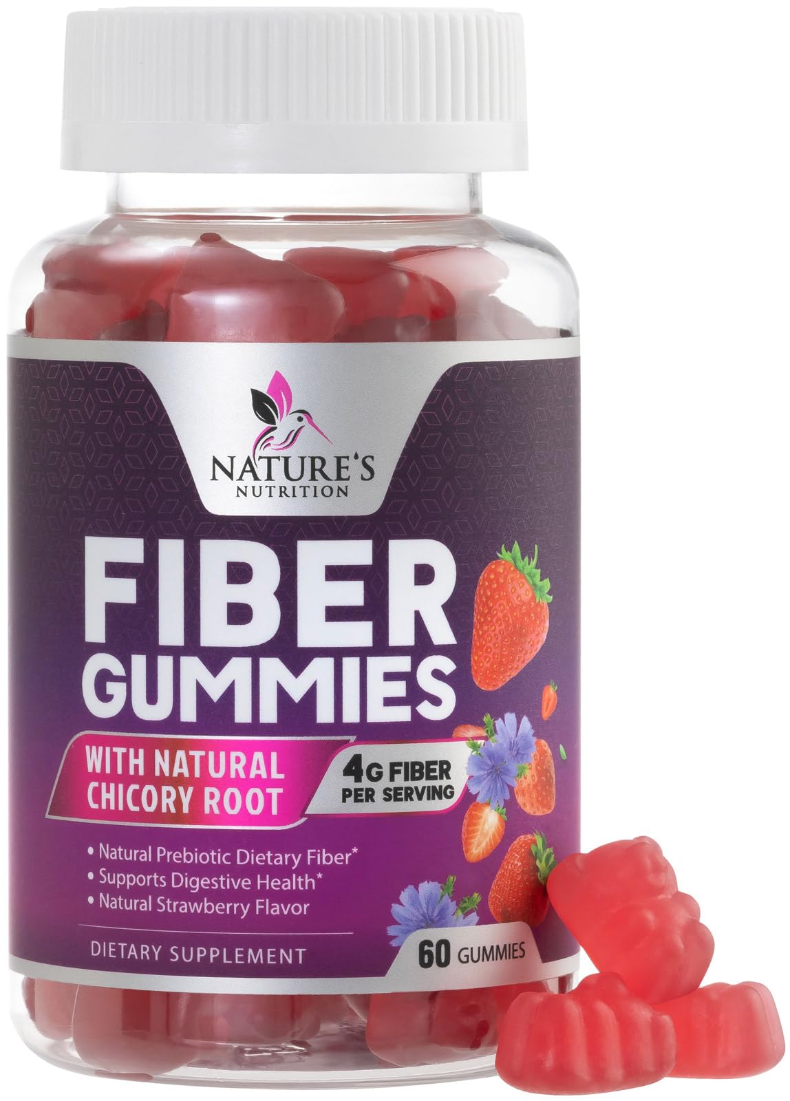 Fiber Gummies for Adults - Soluble Fiber 4g Per Serving - Plant-Based Prebiotic Fiber Supplement for Digestive Health, Gut Health, & Regularity Support - Vegan Gummy