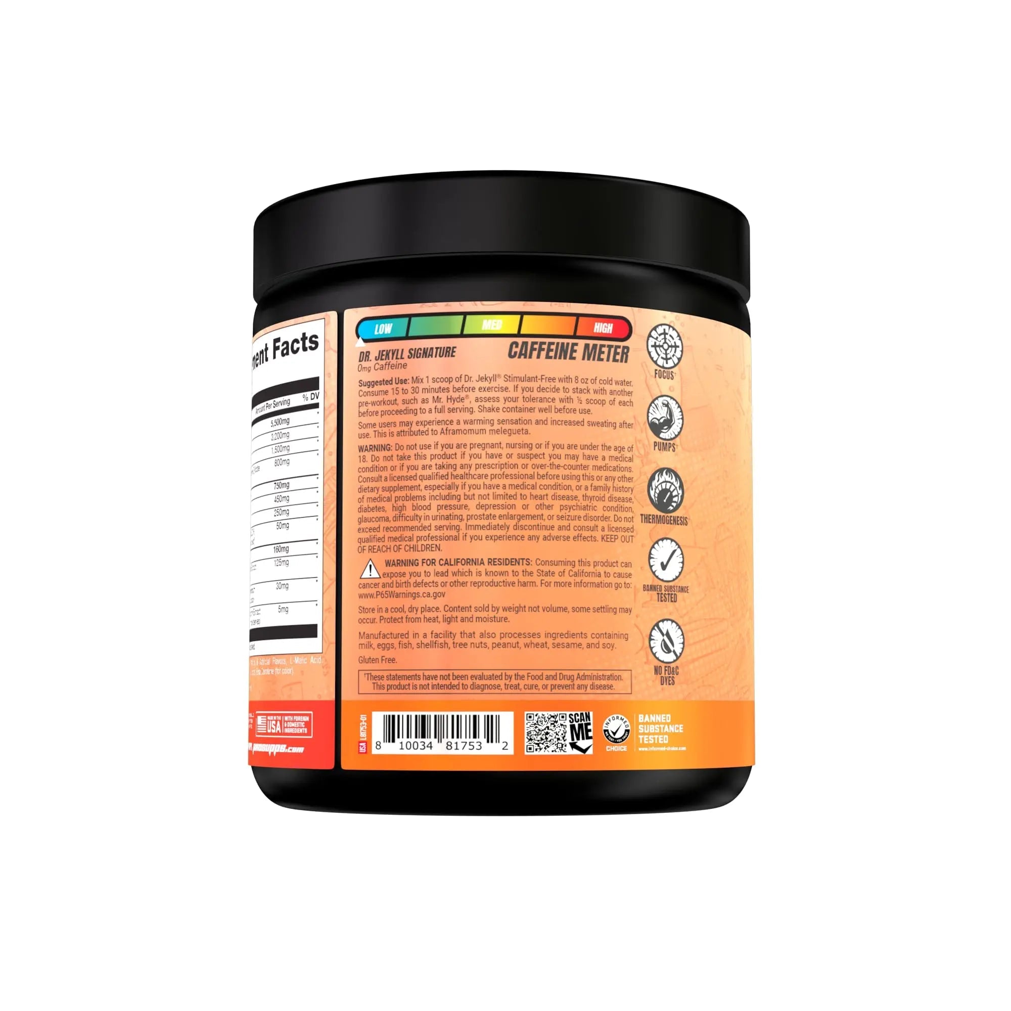 PROSUPPS Dr. Jekyll Signature Pre-Workout Powder, Stimulant & Caffeine Free, Intense PROSUPPS Au supplements