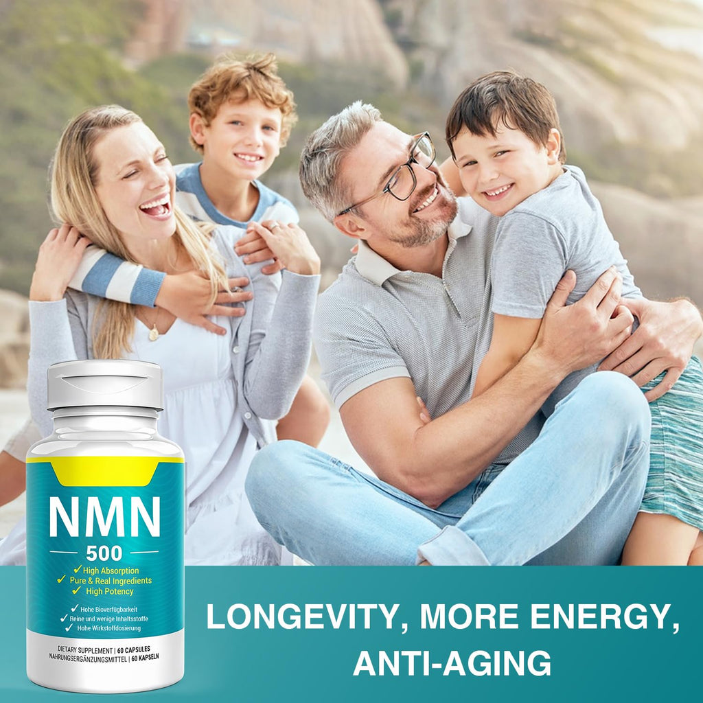Vegan NMN Supplement 500mg, Higher Absorption - 99% Pure NMN (Nicotinamide Mononucleotide)for NAD+, Cellular Energy Immune Muscle, Anti-Aging & Longevity, Stabilized NMN - 60 Capsules (60 Days Supply) Nivantav Au supplements