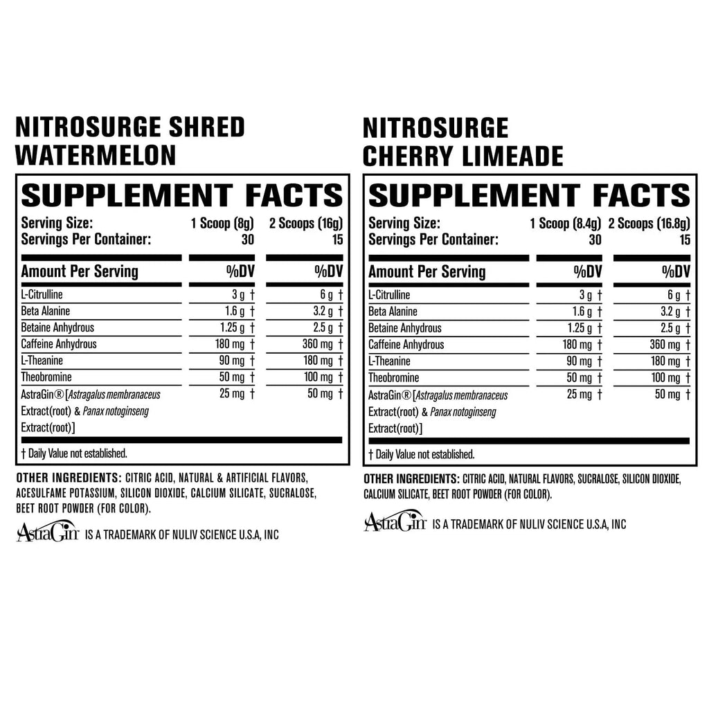 Jacked Factory Nitrosurge Pre-Workout in Cherry Limeade & Watermelon Nitrosurge Shred Jacked Factory Au supplements