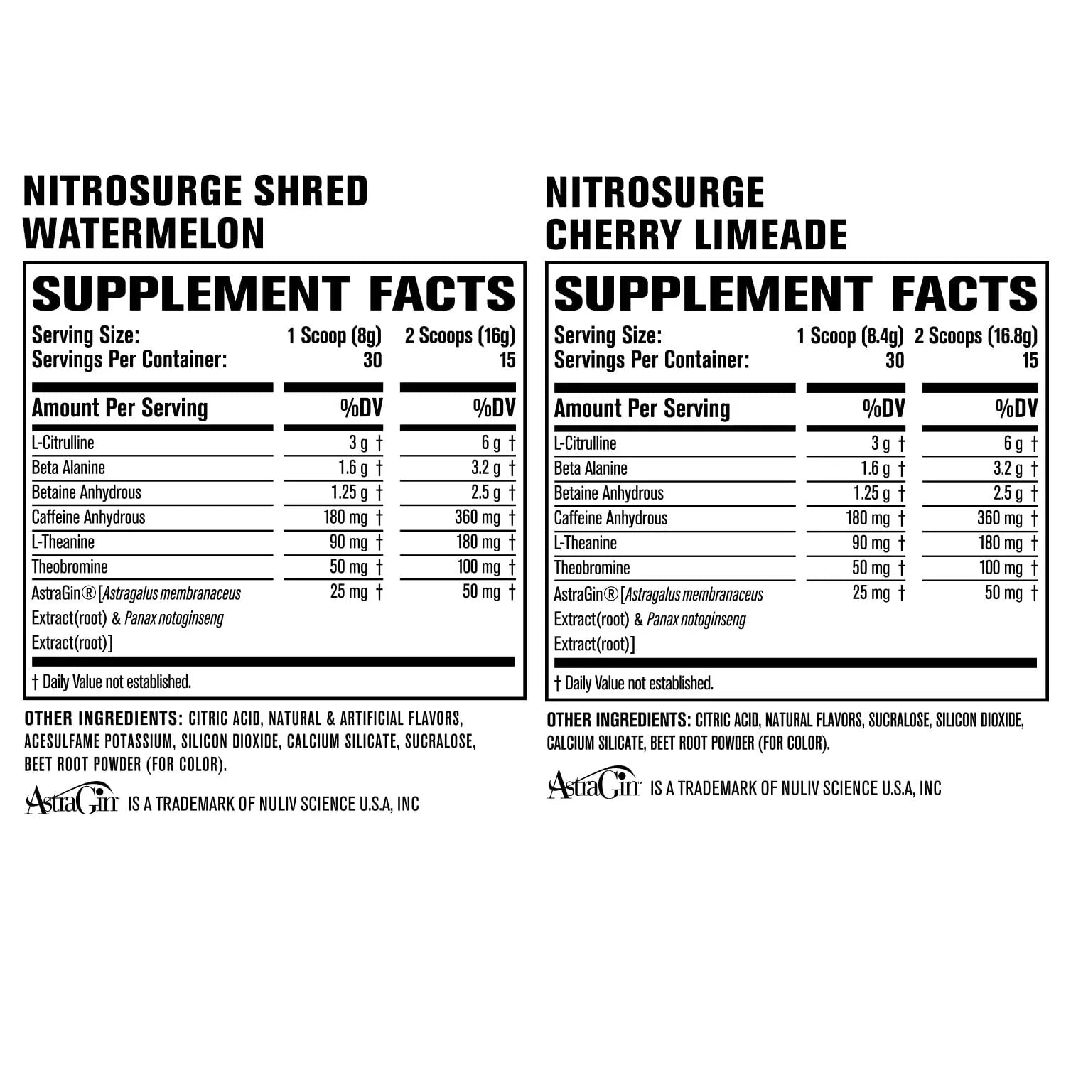 Jacked Factory Nitrosurge Pre-Workout in Cherry Limeade & Watermelon Nitrosurge Shred Jacked Factory Au supplements