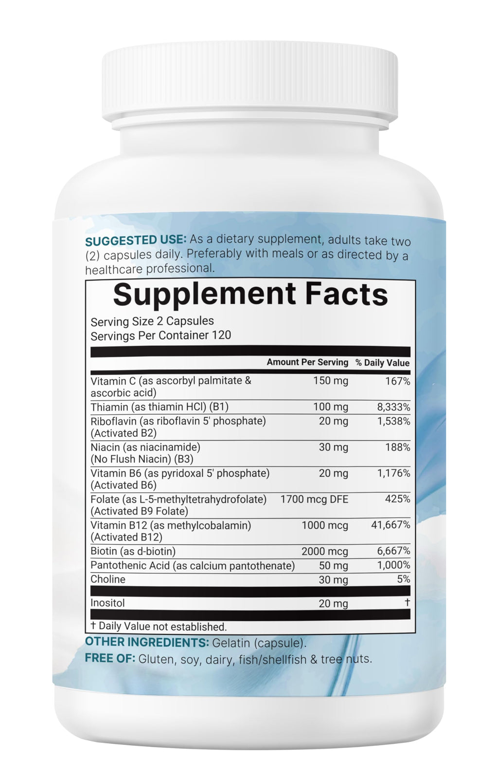 Micro Ingredients Pure Methylated B Complex, 240 Capsules | 11-in-1 Formula with Methylfolate, B12, Thiamin, Inositol, Choline, & Fat Soluble Vitamin C