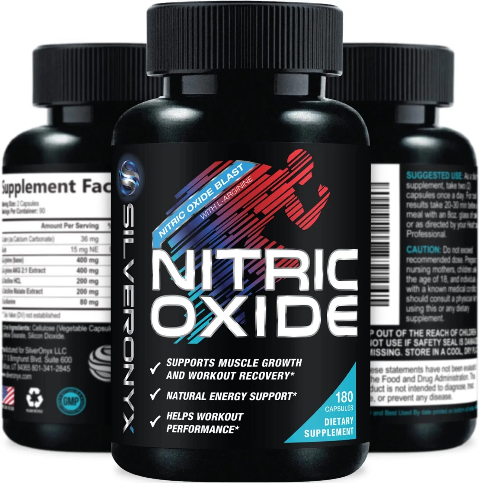 Extra Strength Nitric Oxide Supplement L Arginine 3X Strength - Citrulline Malate, AAKG SILVERONYX Au supplements