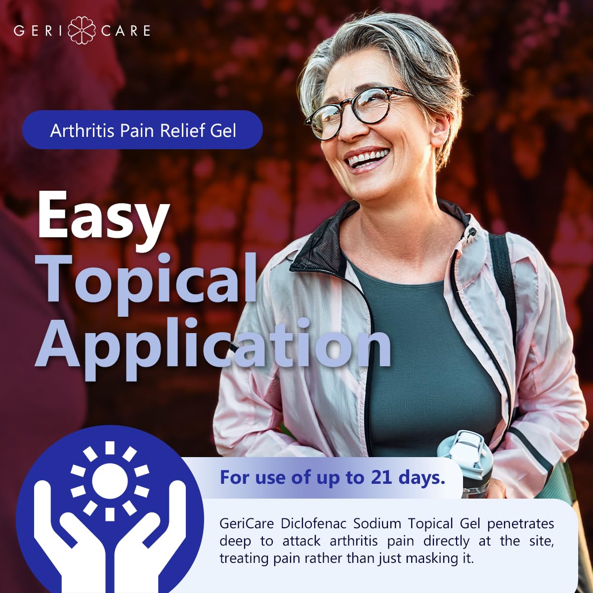 GeriCare Topical Arthritis Pain Relief Gel Diclofenac Sodium 1% (NSAID) Hand Wrist Elbow Foot Ankle Knee Extra-Strength Pain Reliever- Anti-inflammatory Arthritis Pain Treatment, 3.53oz (3 Pack) GeriCare Au supplements