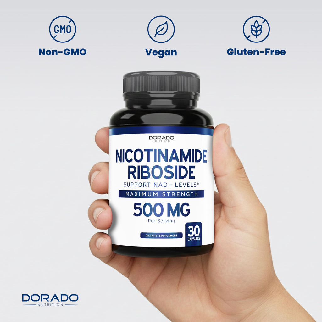 Nicotinamide Riboside 500mg (30 Count) NAD Supplement - NR Supplement For Women & Men to Support NAD+ Levels - NAD Booster - Third Party Tested - Vegan Safe, Non GMO & USA Made (30 Capsules) DORADO NUTRITION Au supplements