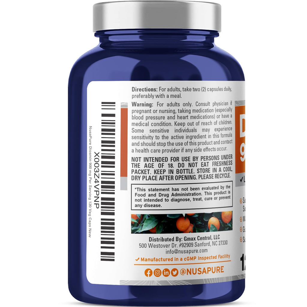 NusaPure Diosmin 900mg per Serving 120 Veggie Caps (Non-GMO, Vegan) NusaPure Au supplements