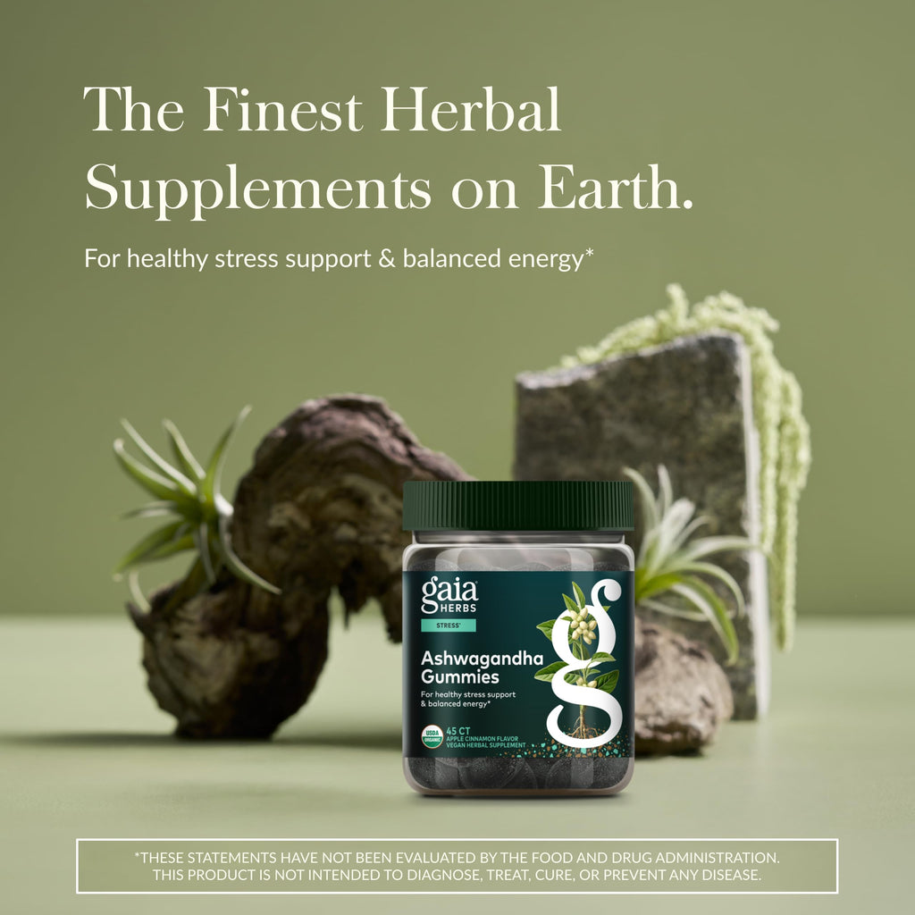 Gaia Herbs Organic Ashwagandha Gummies - Stress Support* - Made with Cinnamon & Ginger - Gluten Free & Vegan - 45 Count (15 Servings) Gaia Herbs Au supplements