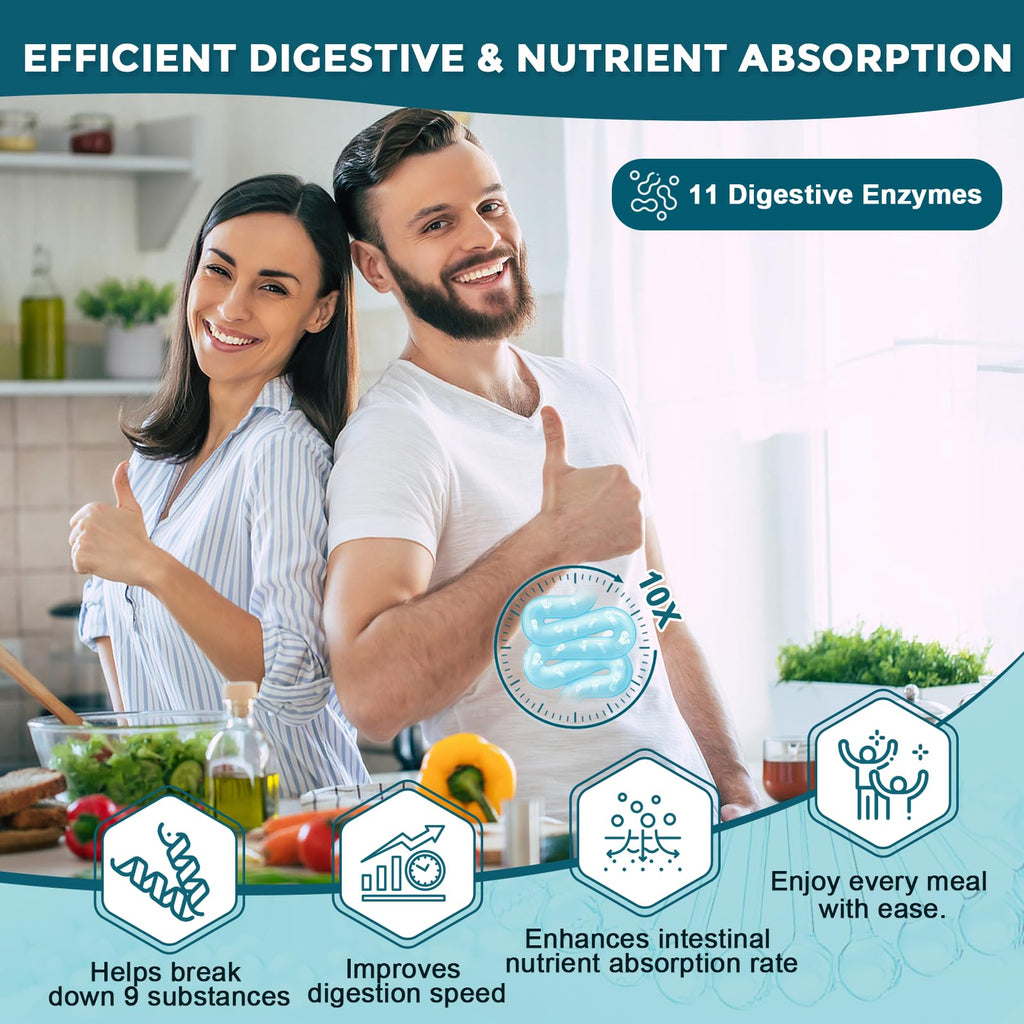 Probiotics for Women-Men Digestive Health with 120 Billion CFUs, Prebiotics and Probiotics for Women-Men, Digestive Enzymes, Nutrient Absorption, Immune Support