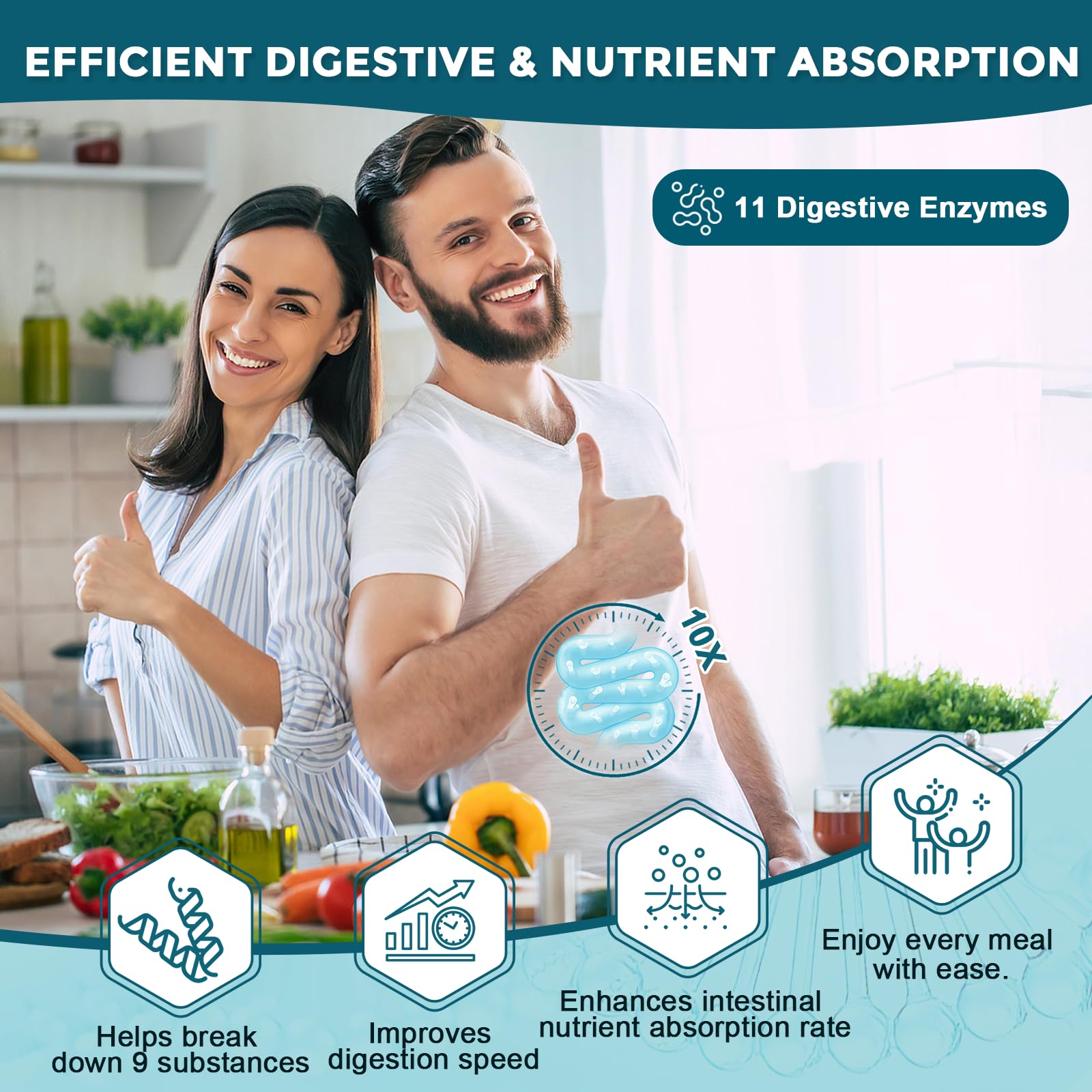 Probiotics for Women-Men Digestive Health with 120 Billion CFUs, Prebiotics and Probiotics for Women-Men, Digestive Enzymes, Nutrient Absorption, Immune Support