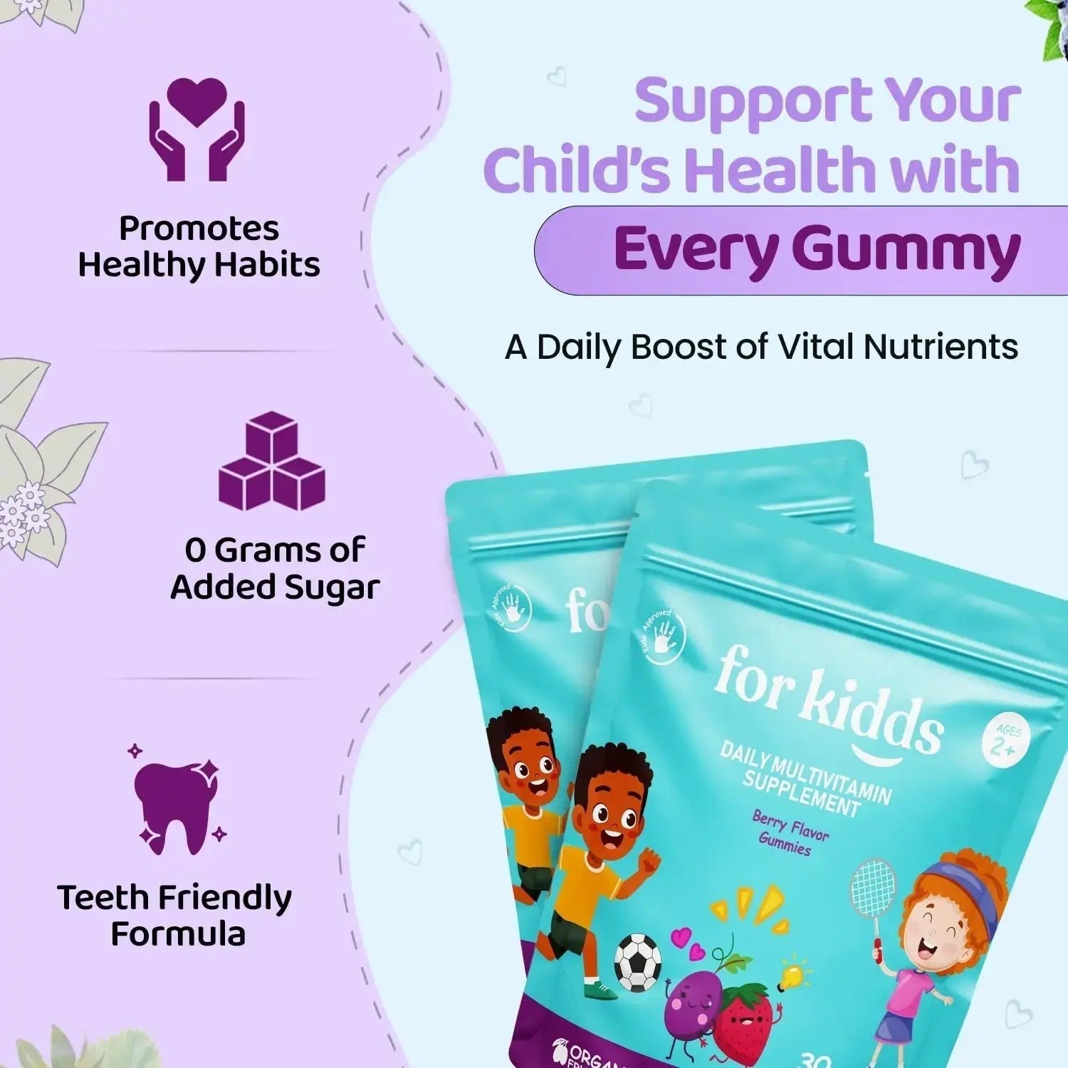 ZettoA Daily Multivitamins for Kids Ages 2+, Berry Gummies with 11 Essential Vitamins & Minerals for Immune Support ZettoA Au supplements