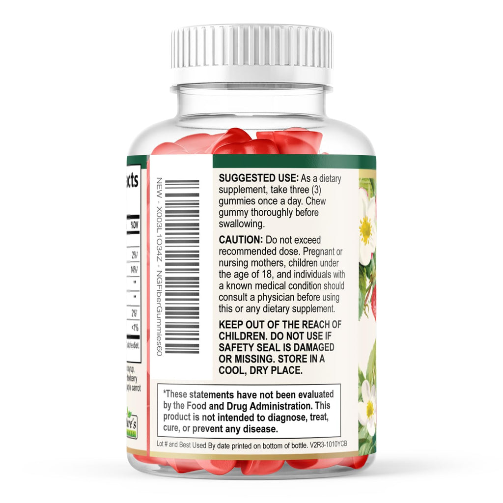 Prebiotic Fiber Gummies - 4g Dietary Fiber Per Serving - Extra Strength Daily Supplement for Adults - Tasty Strawberry Flavor - Plant Based Digestive