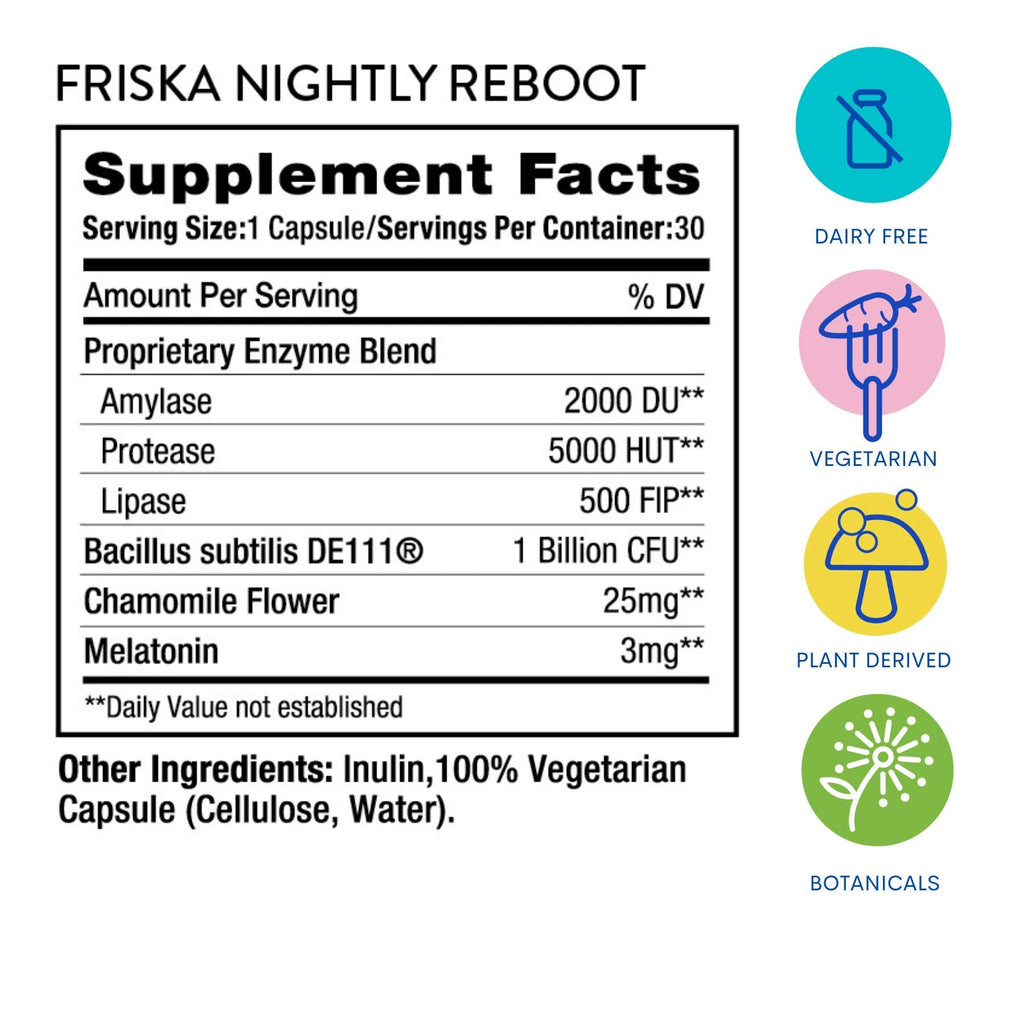 FRISKA Nightly Reboot Enzyme and Probiotics Supplement, Promotes Better Digestion FR!SKA Au supplements