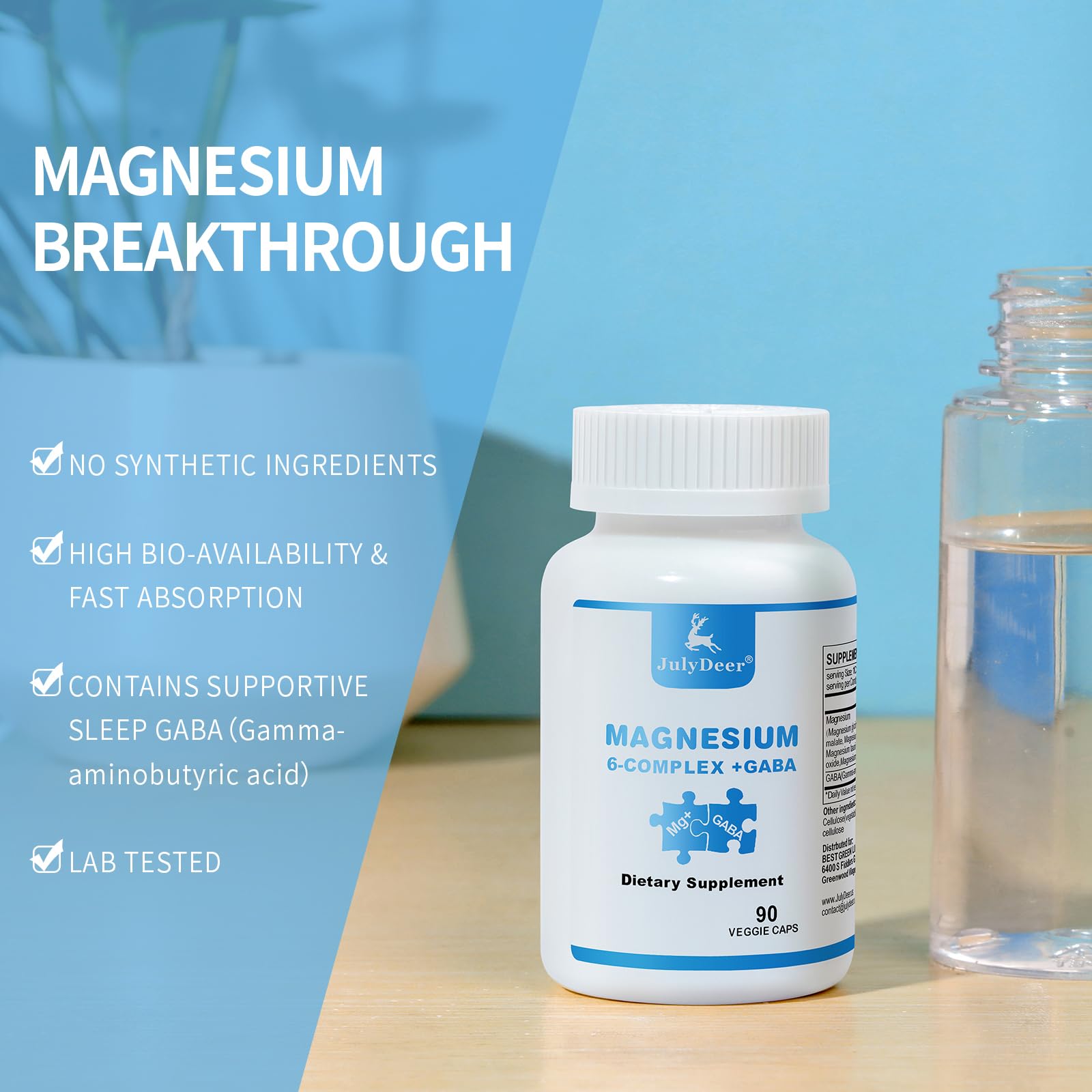 3 Bottles Sixfold Magnesium Complex | 350mg of Magnesium Glycinate, Malate, Citrate, Taurine, Oxide, Mg+ for Muscles,Nerves,& Energy, GABA Sleep Support | High Absorption | Vegan | 90 Capsules Risabou Au supplements