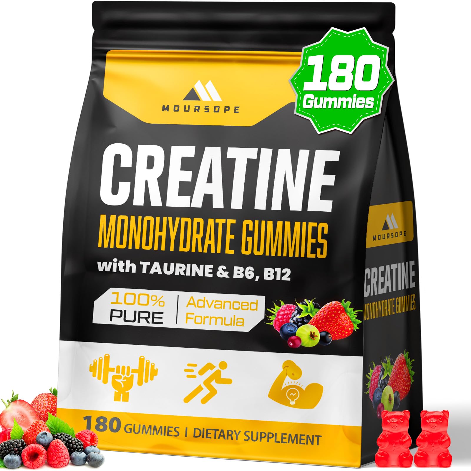 (180 Count) Creatine Monohydrate Gummies for Men & Women - Creatine Pre Workout Gummies for Muscle Builder, Muscle Strength, Recovery, Endurance, Energy,