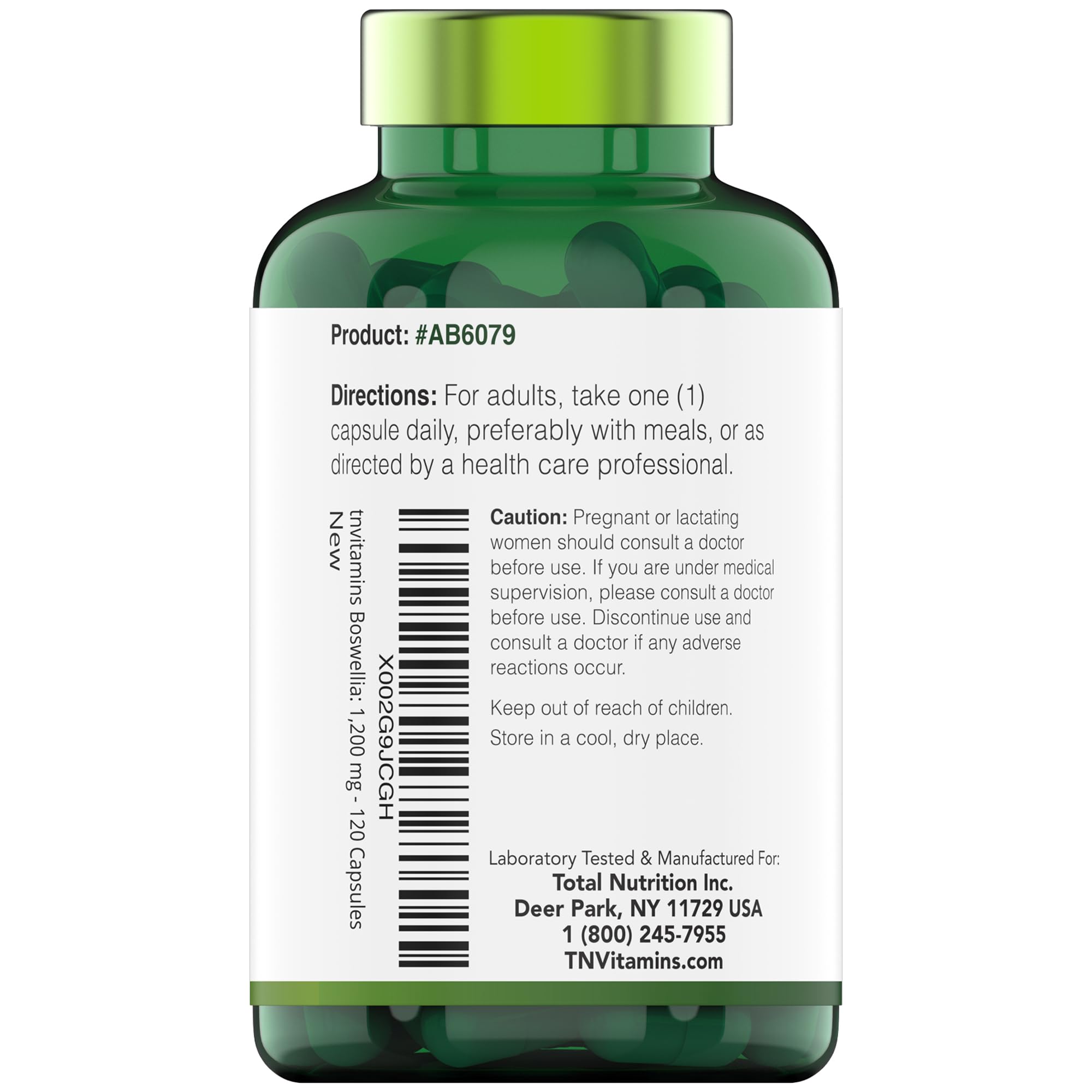tnvitamins Boswellia Extract Capsules, 120 Count | 1,200 mg Per Capsule | 65% Boswellic Acids + 10:1 Concentrated Extract | Boswellia Serrata