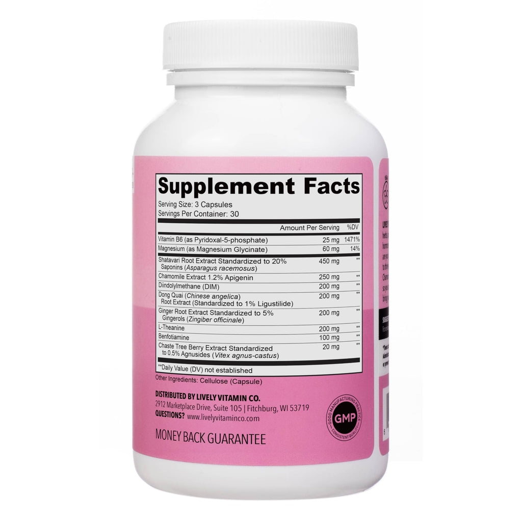 LIVELY VITAMIN CO. Get Even - Women's Hormonal Balance Blend - Helps Reduce Severity of Periods, PMS & Menopause - Eases Cramps & Bloating - Mood Regulation - Period Pain & Discomfort - 90 Count LIVELY VITAMIN CO Au supplements