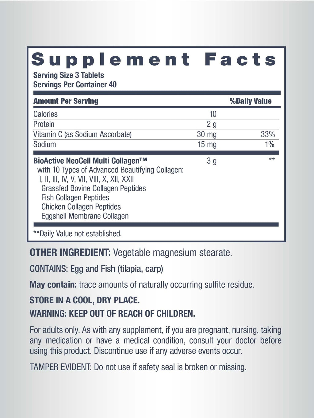 NeoCell Super Multi Collagen Peptides | 120 Tablets | 10 Types of Collagen | Skin, Hair and Nails | Beauty Supplement | For Men and Women