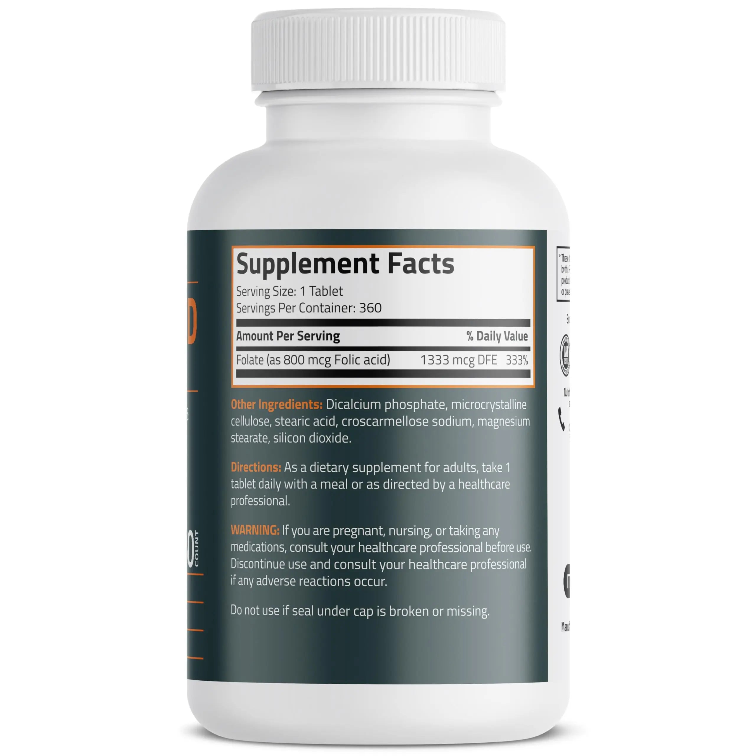 Bronson Folic Acid 800 MCG Supports Prenatal Development, 1 Year Supply, Non-GMO Bronson Au supplements