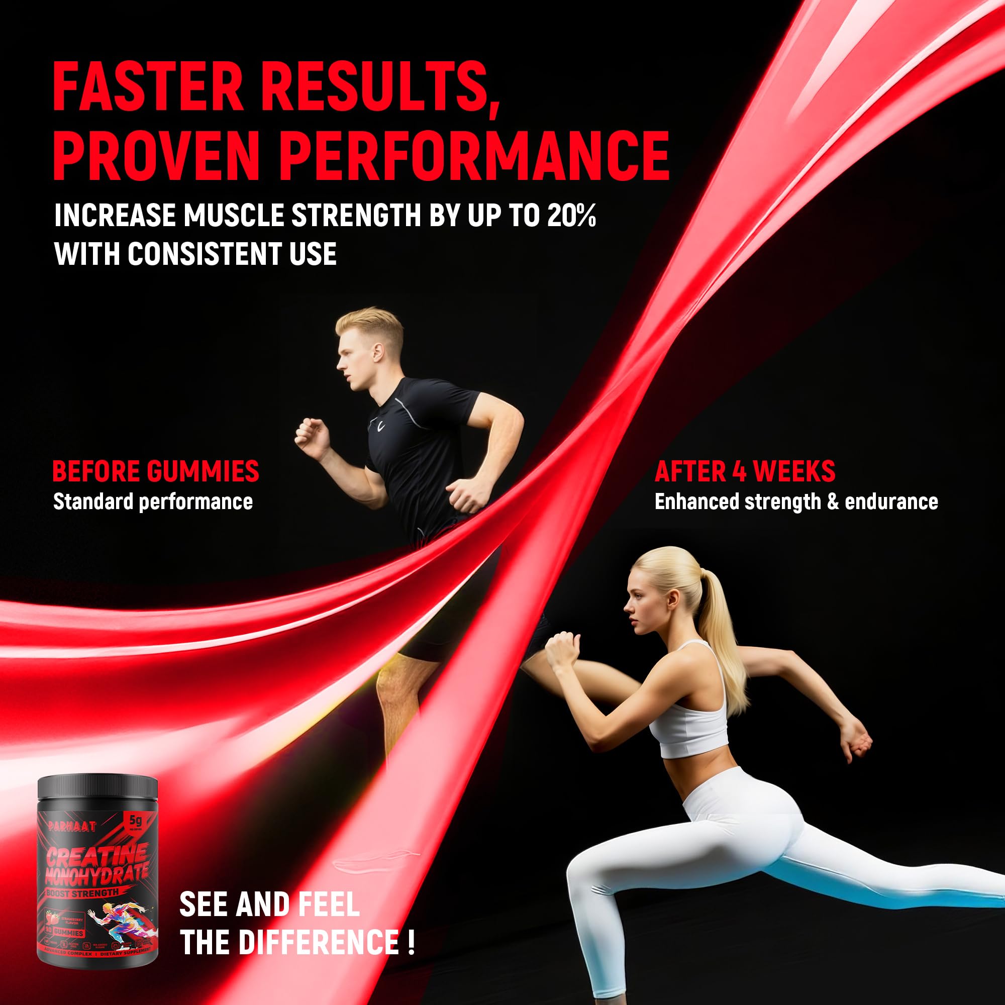 NSF Certified Creatine Gummy - Creatine Monohydrate Gummies 5g for Men & Women - Boost Focus,Strength, and Endurance, Vegan, Gluten-Free, Non-GMO, 2.5 Gram Creatine