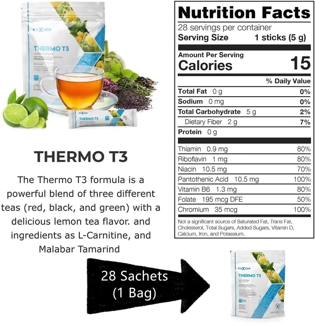 FuXion Thermo T3,Delicious Lemon Tea Flavor(Thermo TT3, 28 Sachets) CHNLML Au supplements
