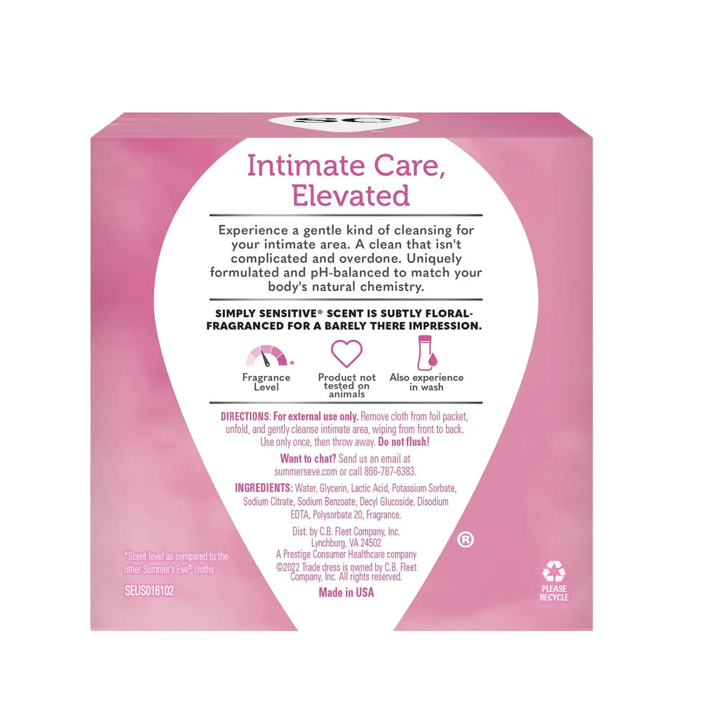 Summer's Eve Feminine Cleansing Wipes, Simply Sensitive, 16 Count, 3 Pack Summer's Eve Au supplements