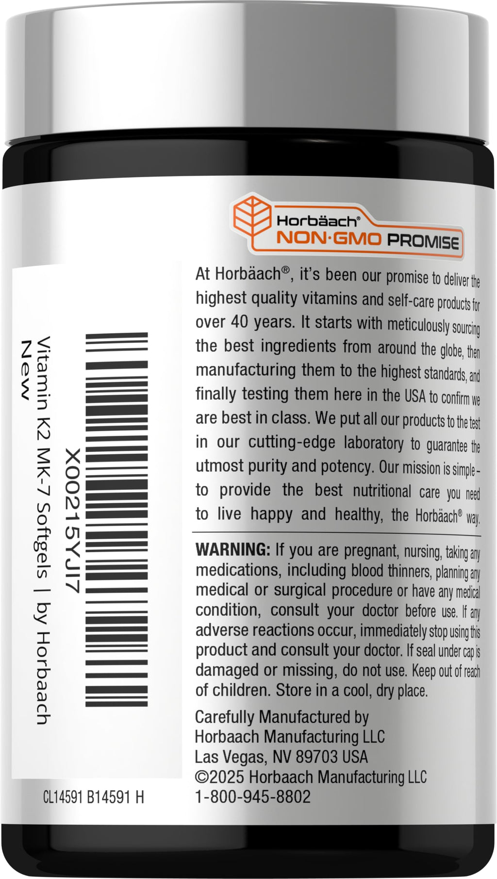 Horbäach Vitamin D3 K2 5000 iu | 100mcg MK-7 Complex | 180 Softgel Capsules | Non-GMO & Gluten Free Supplement