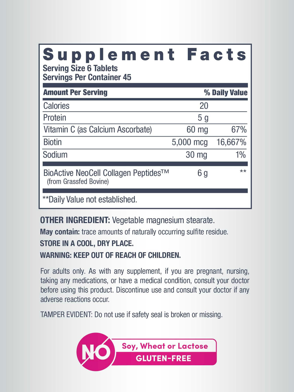 NeoCell Collagen Peptides Pills | 270 Caplets | with Vitamin C and Biotin | Grass Fed Bovine | Hair, Skin, & Nails | for Women and Men