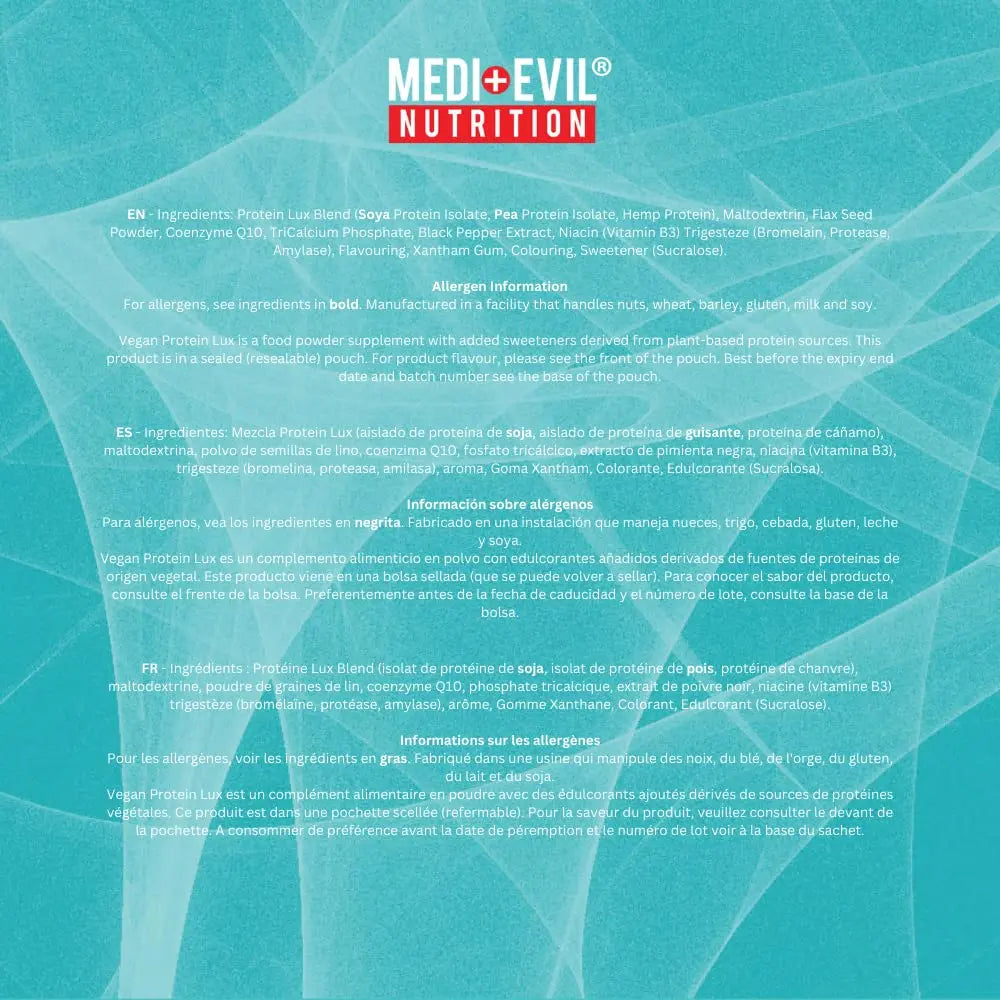 Medi-Evil Nutrition Vegan Protein Powder, Natural Ingredients, Gluten Free and Vegetarian Medi-Evil Au supplements