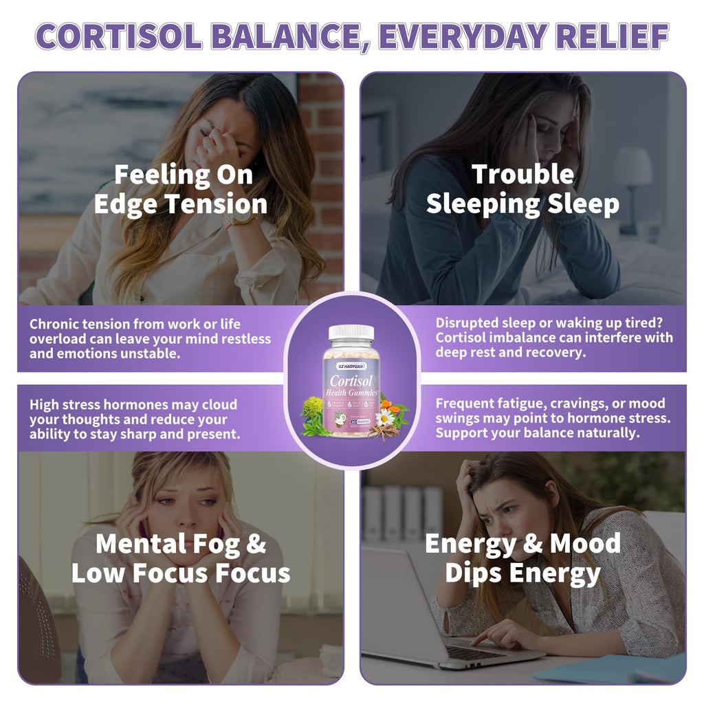 Cortisol Gummies for Women - Cortisol Supplements with Magnesium Glycinate, Ashwagandha, L-Theanine, Vitamin B Complex for Relaxation, Sleep, Calm Mood & Focus - Vegan, Sugar Free Coconut Flavor GZ HAOYUAN Au supplements