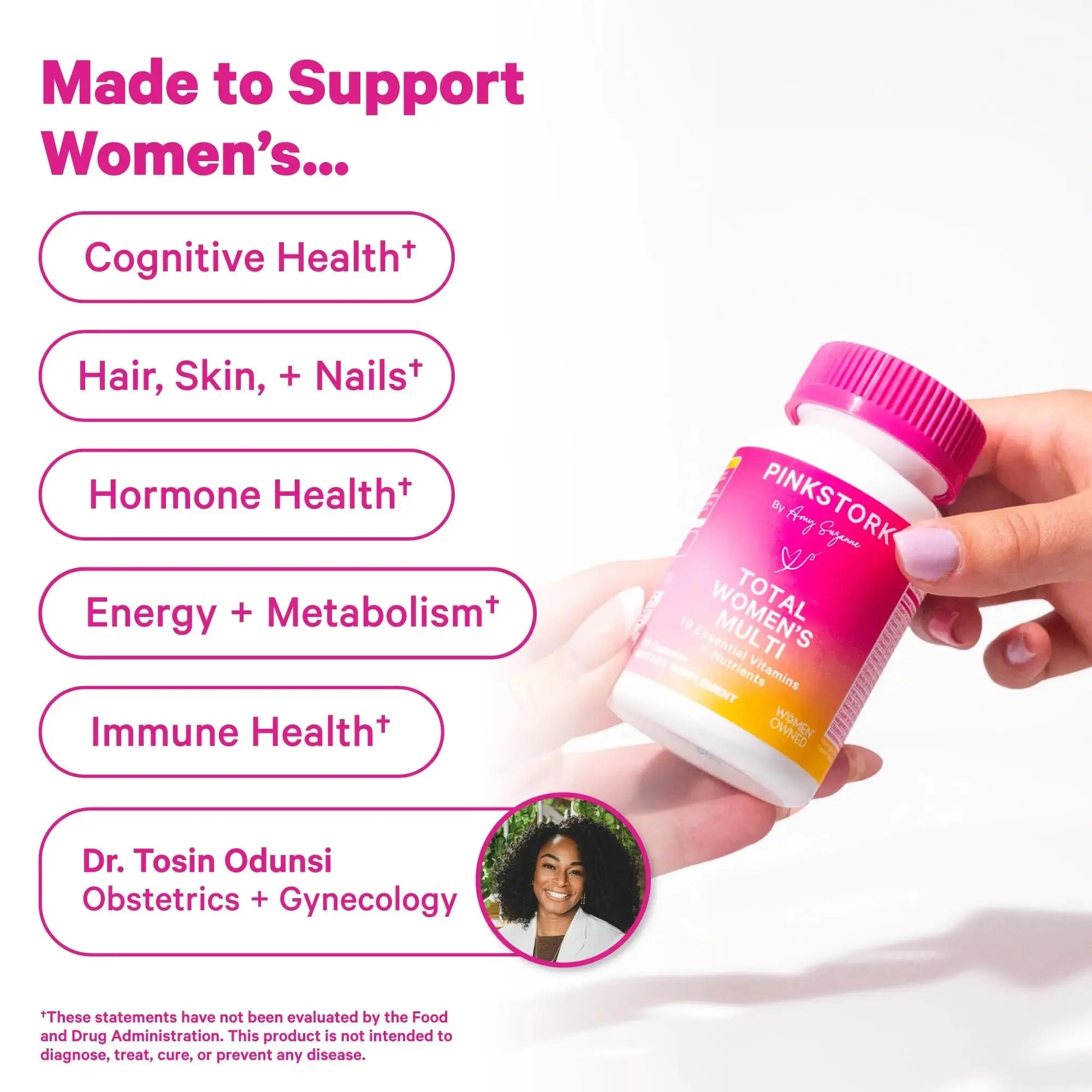 Pink Stork Total Women's Multivitamin - 19 Essential Vitamins for Women & Nutrients – Energy, Metabolism, Hormone, Immune & Mood Support Pink Stork Au supplements